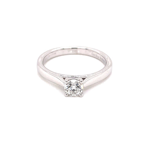 Platinum Round Brilliant Cut Diamond Solitaire Ring - 0.40cts Gardiner Brothers