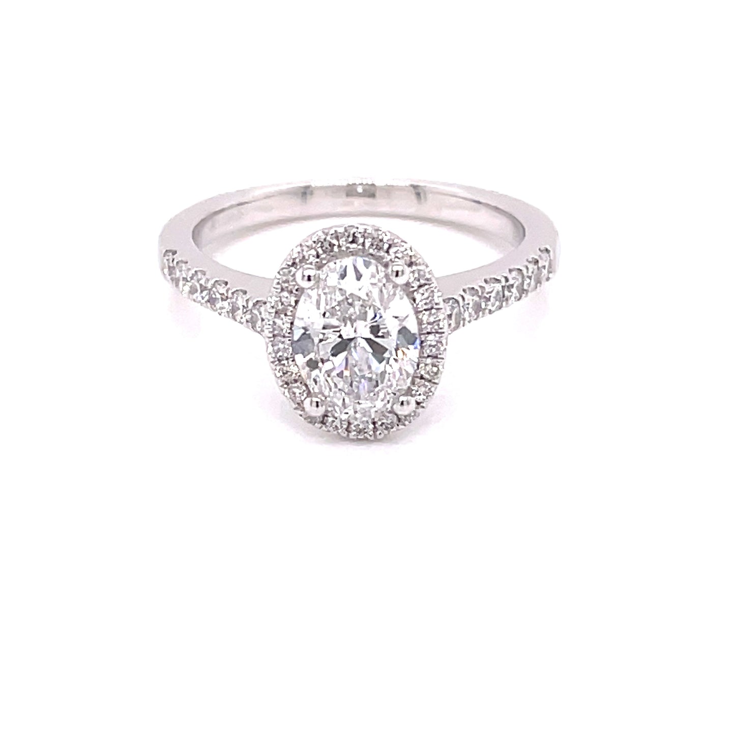 Platinum Oval Shaped Diamond Halo Style Ring - 1.34cts Gardiner Brothers