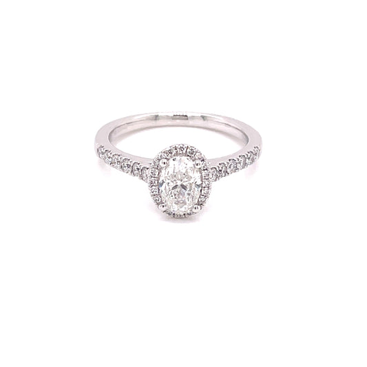 Platinum Oval Shaped Diamond Halo Style Ring - 1.03cts Gardiner Brothers