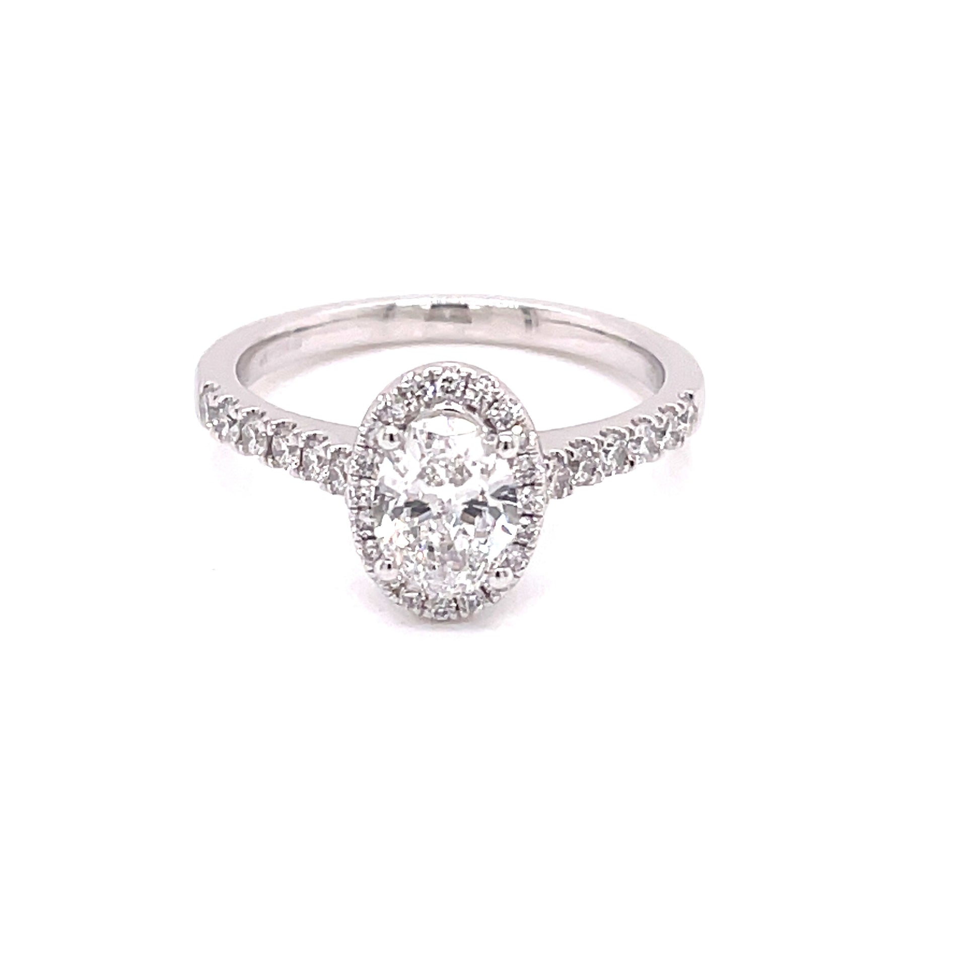 Platinum Oval Shaped Diamond Halo Style Ring - 1.05cts Gardiner Brothers