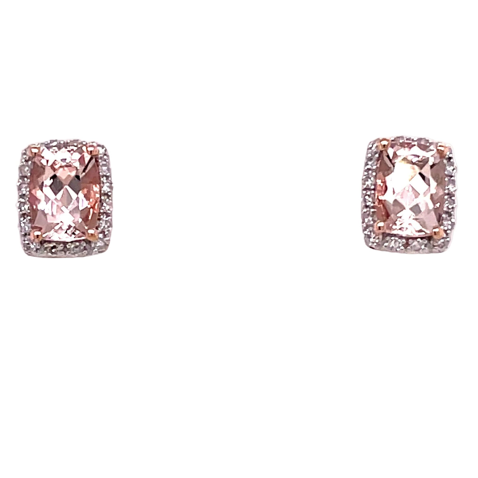 Morganite and Diamond Halo Style Earrings  Gardiner Brothers   