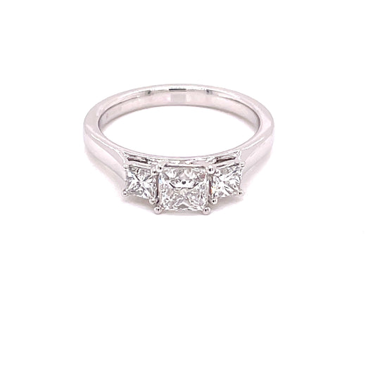 Platinum Princess Cut Diamond 3 Stone Ring - 1.10cts Gardiner Brothers