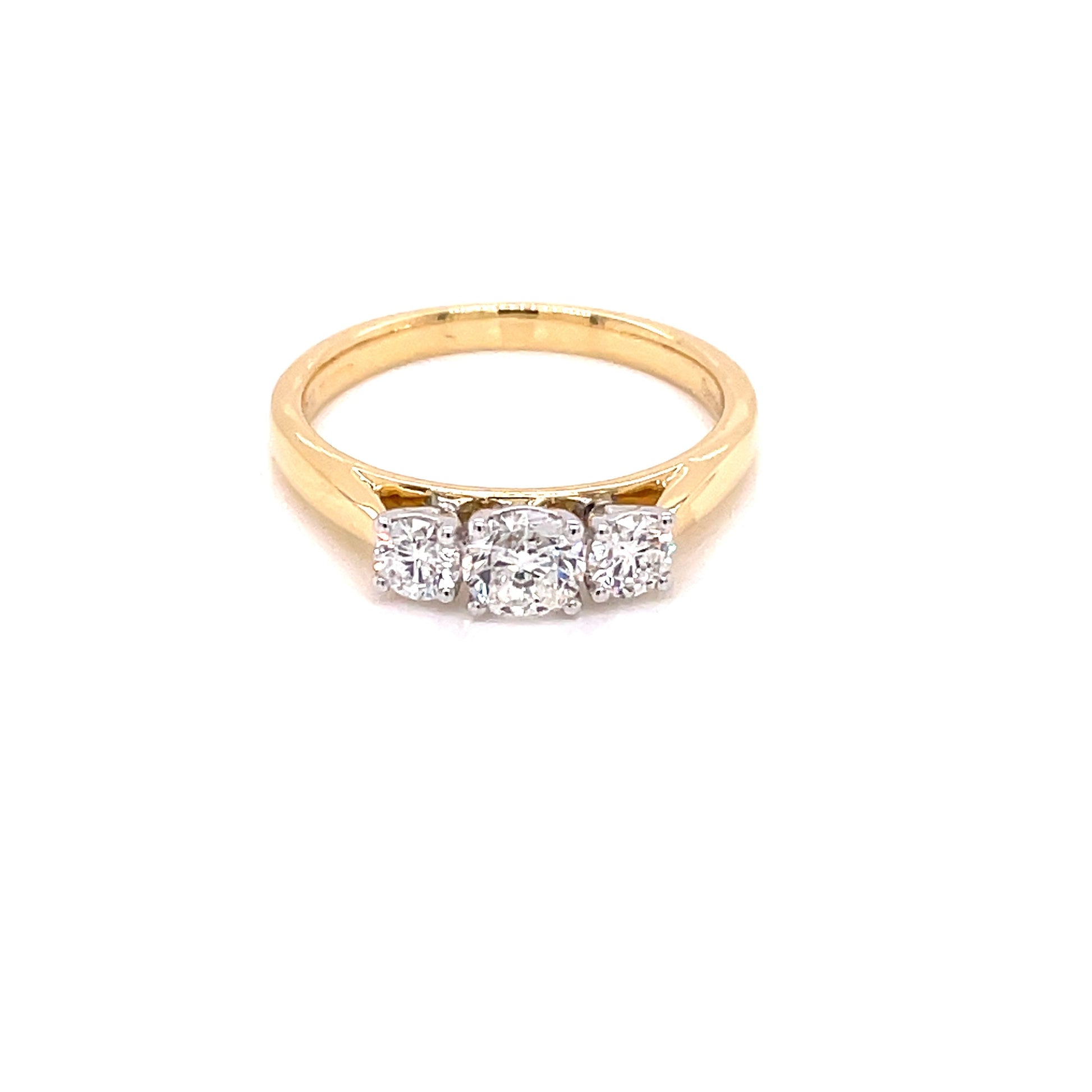 Yellow Gold Round Brilliant Cut Diamond 3 Stone Ring - 0.71cts Gardiner Brothers