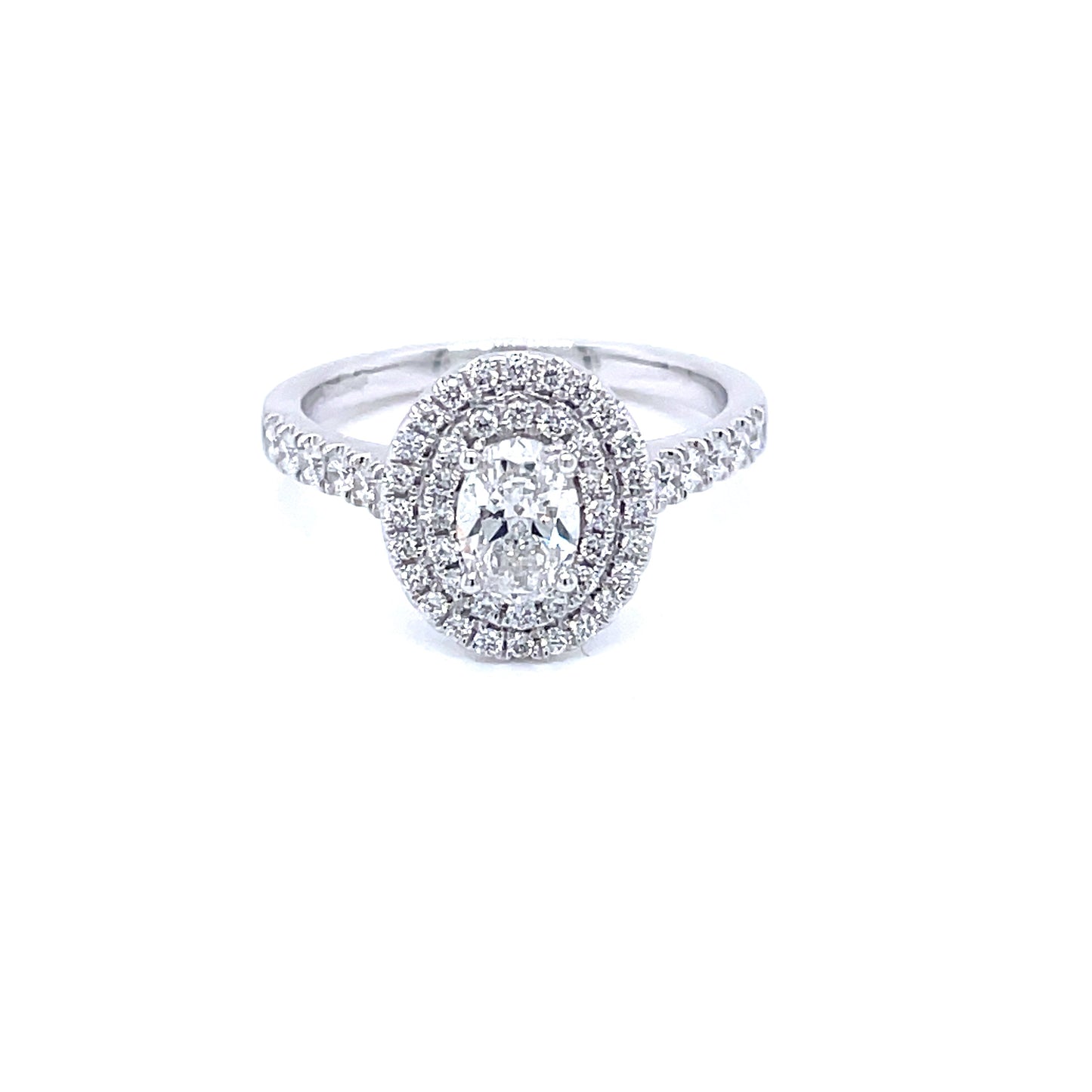 Platinum Oval Shaped Double Halo Style Diamond Ring - 1.00cts Gardiner Brothers