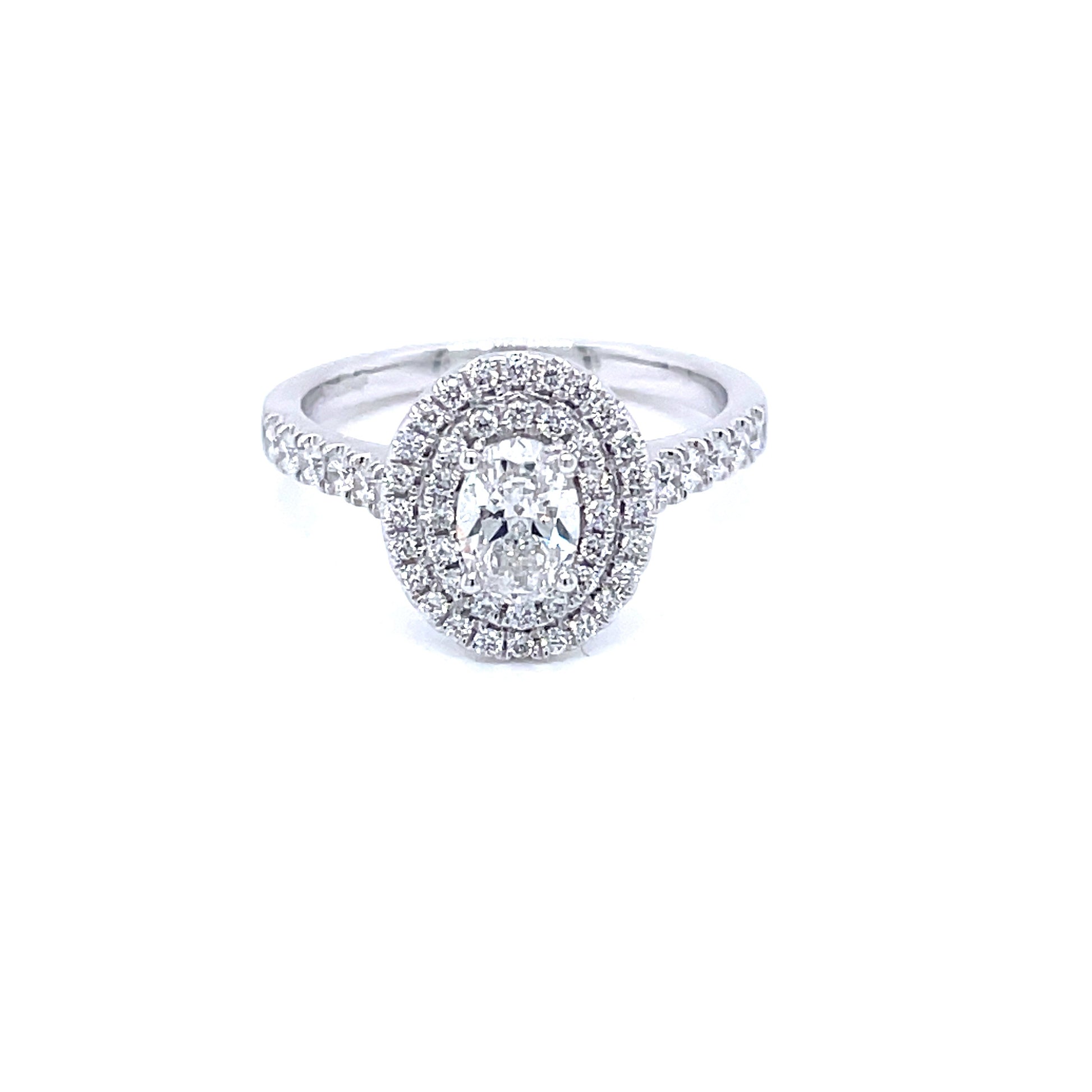 Platinum Oval Shaped Double Halo Style Diamond Ring - 1.00cts Gardiner Brothers