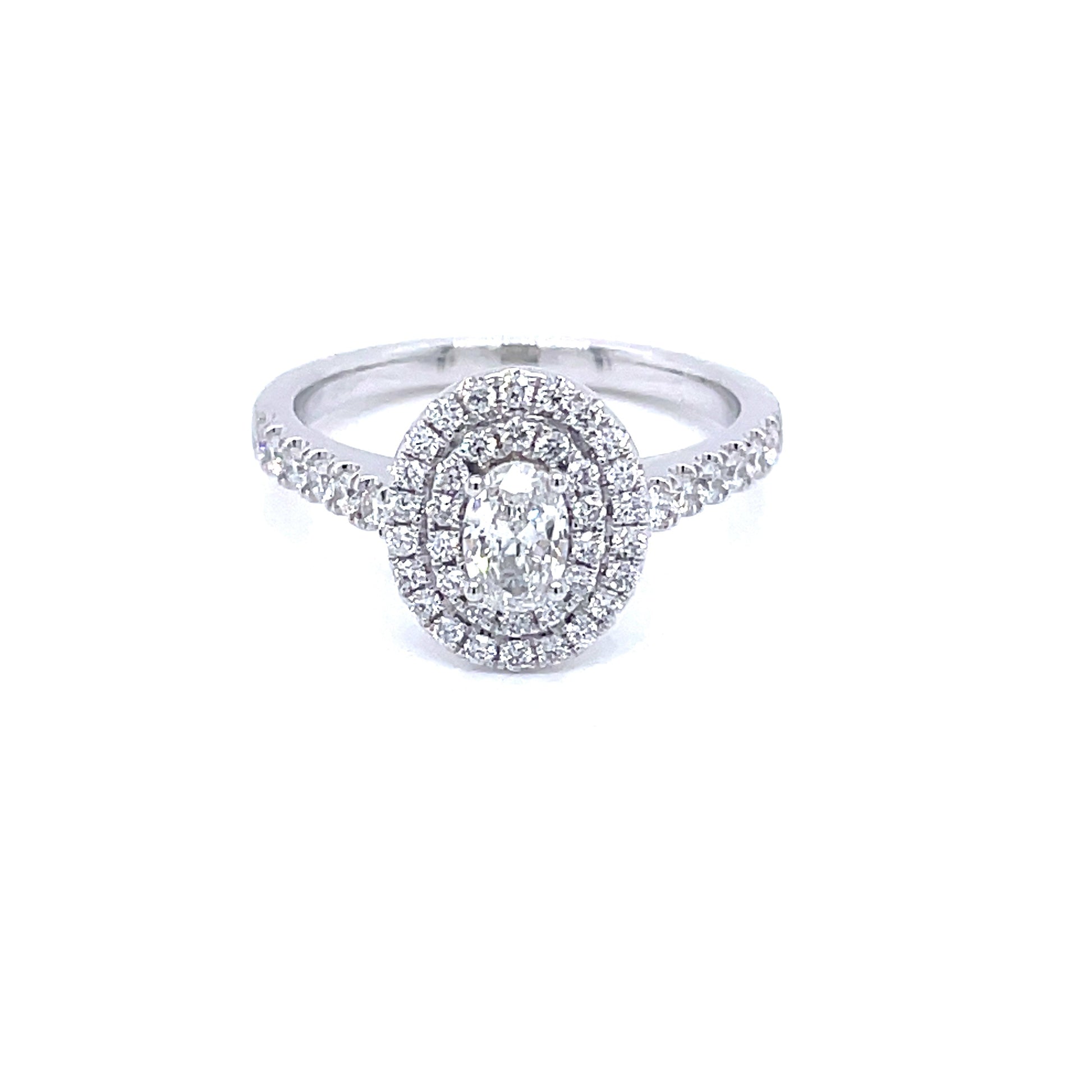 Platinum Oval Shaped Double Halo Style Diamond Ring - 0.70cts Gardiner Brothers