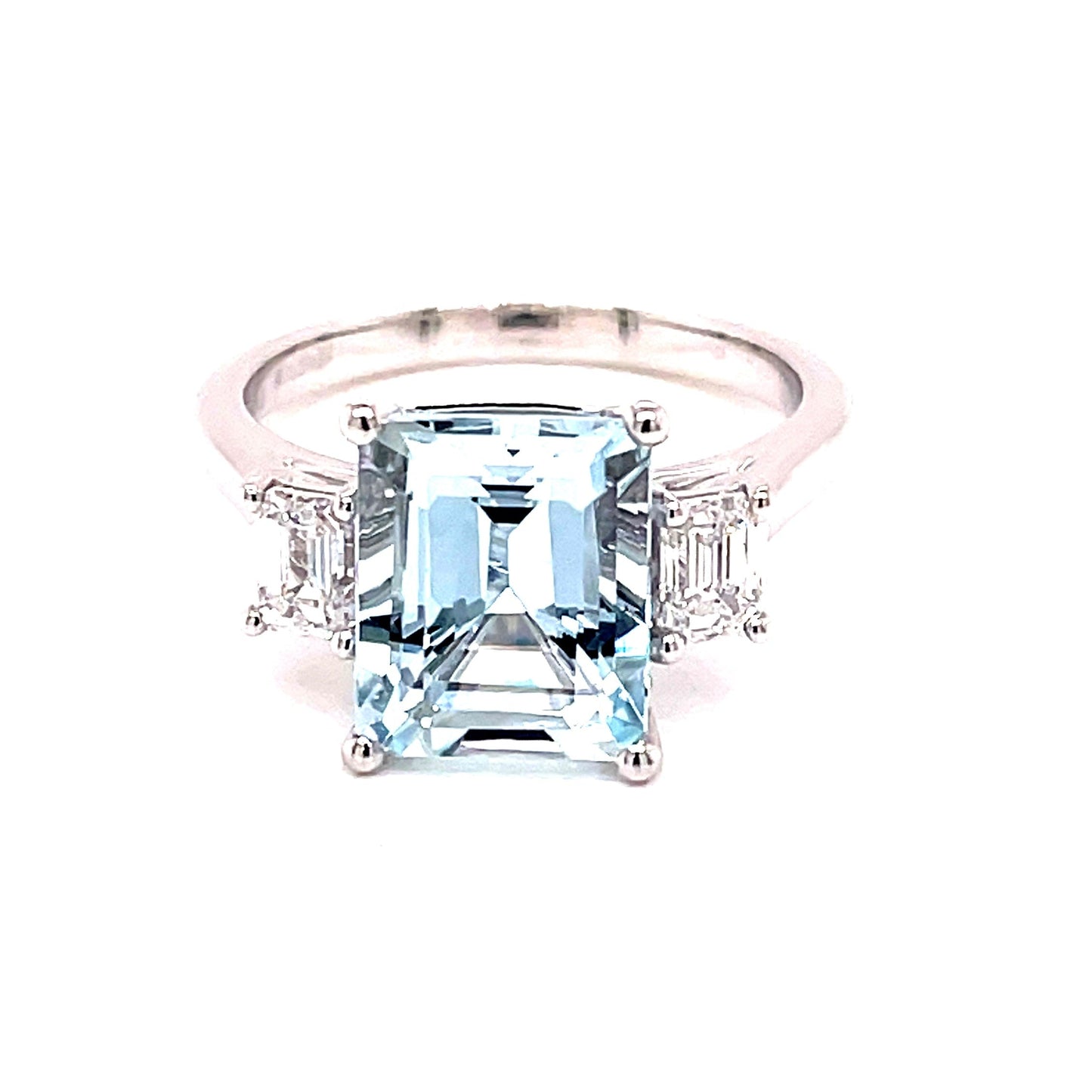 Aquamarine and Emerald Cut Diamond 3 Stone Ring  Gardiner Brothers   