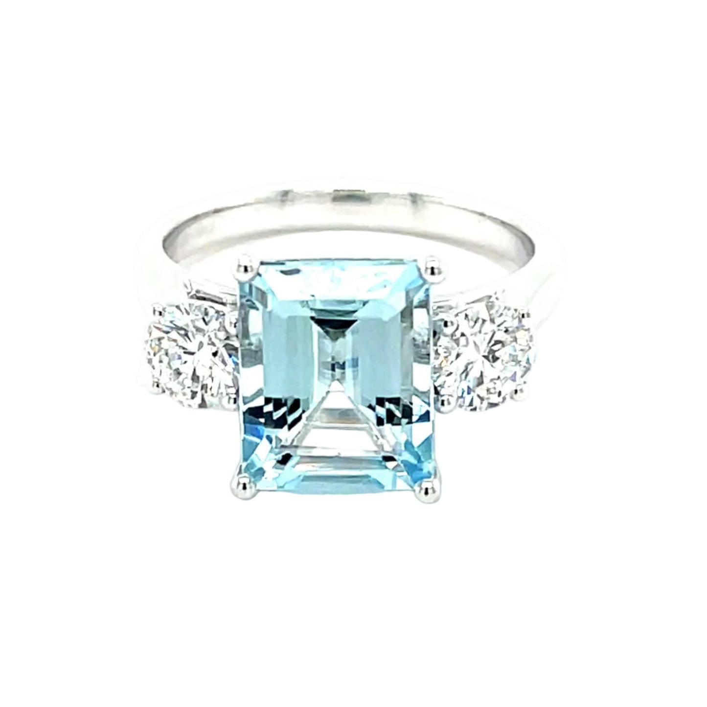 Aquamarine and Round Brilliant Cut Diamond 3 Stone Ring  Gardiner Brothers   