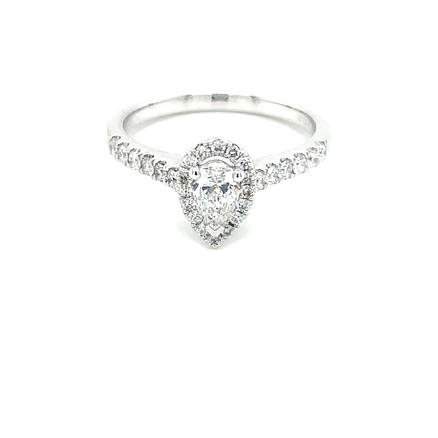 platinum Pear Shaped Diamond Halo Ring - 0.63cts Gardiner Brothers