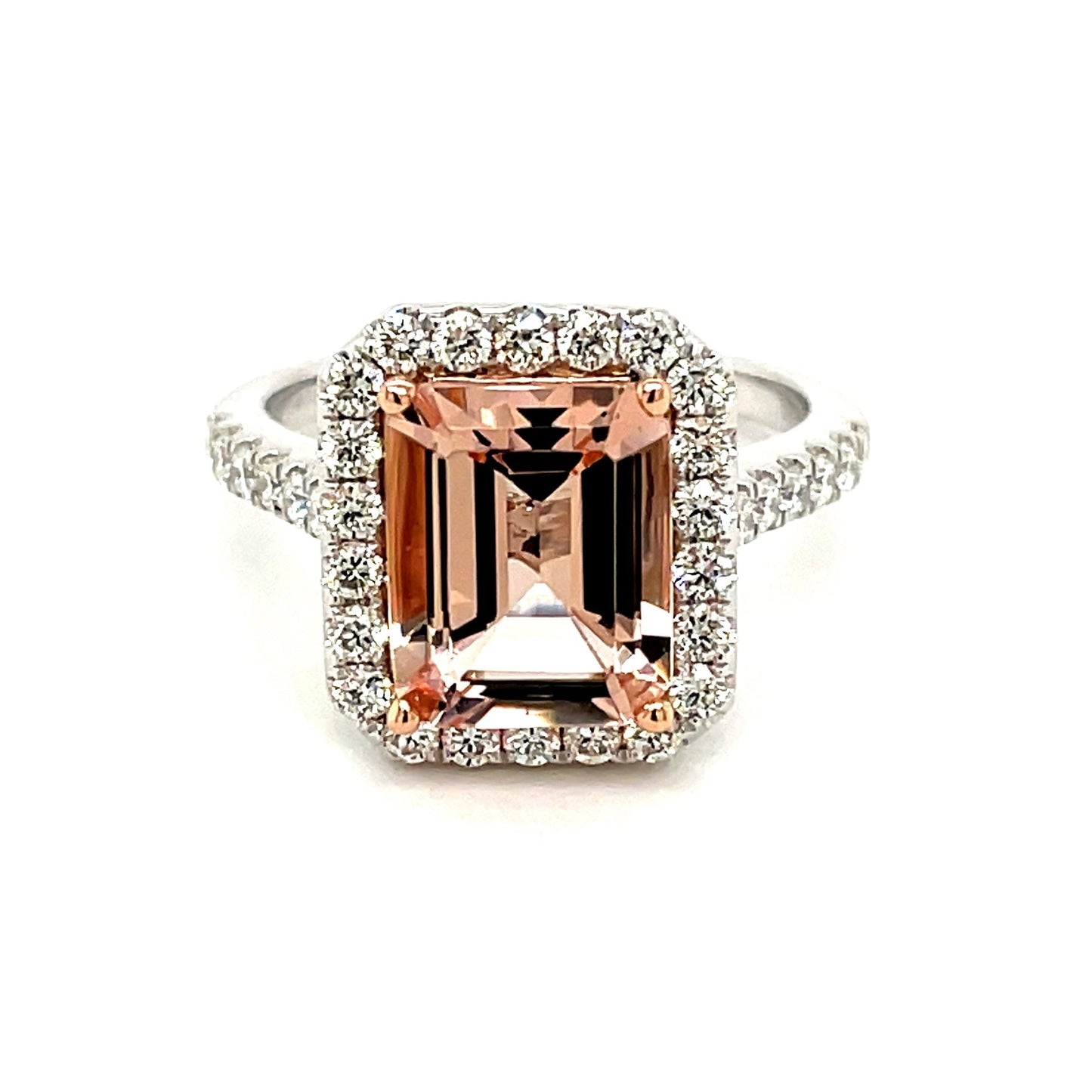 Morganite and Diamond Halo Style Ring  Gardiner Brothers   