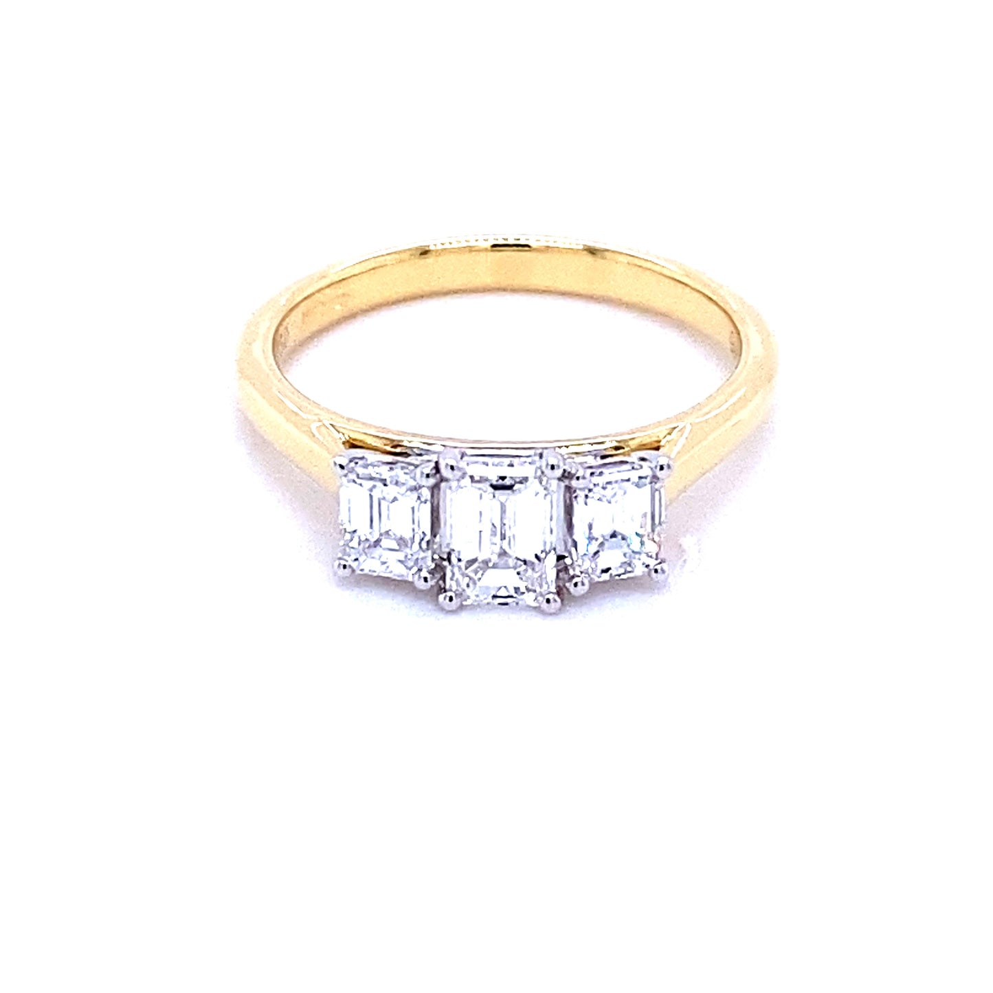 Yellow Gold Emerald Cut Diamond 3 Stone Ring - 1.05cts Gardiner Brothers