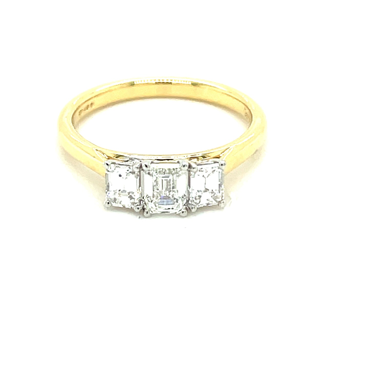 Yellow Gold Emerald Cut Diamond 3 Stone Ring - 0.82cts Gardiner Brothers