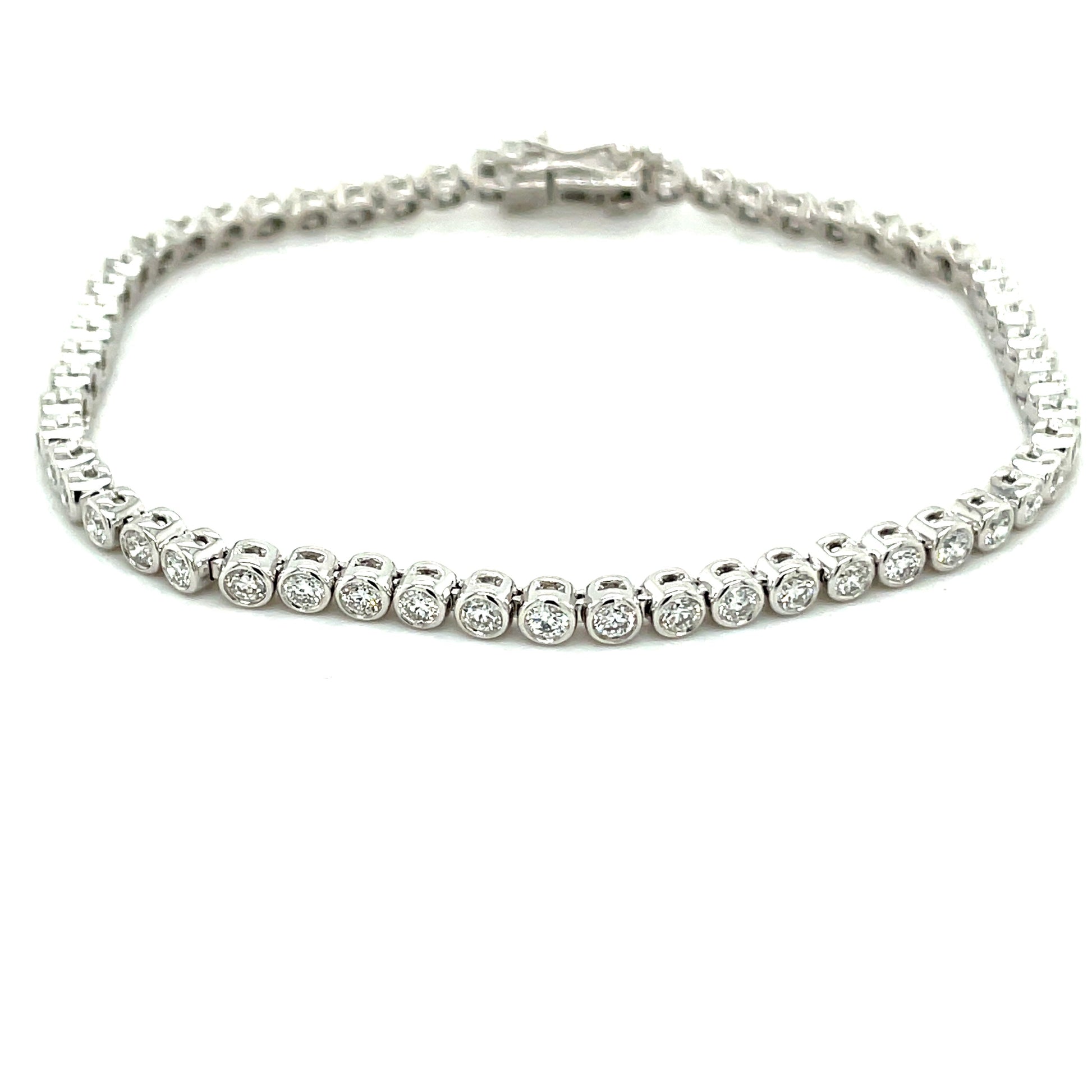 Round Brilliant Cut Diamond Rub-over Style Tennis Bracelet - 2.08cts  Gardiner Brothers   