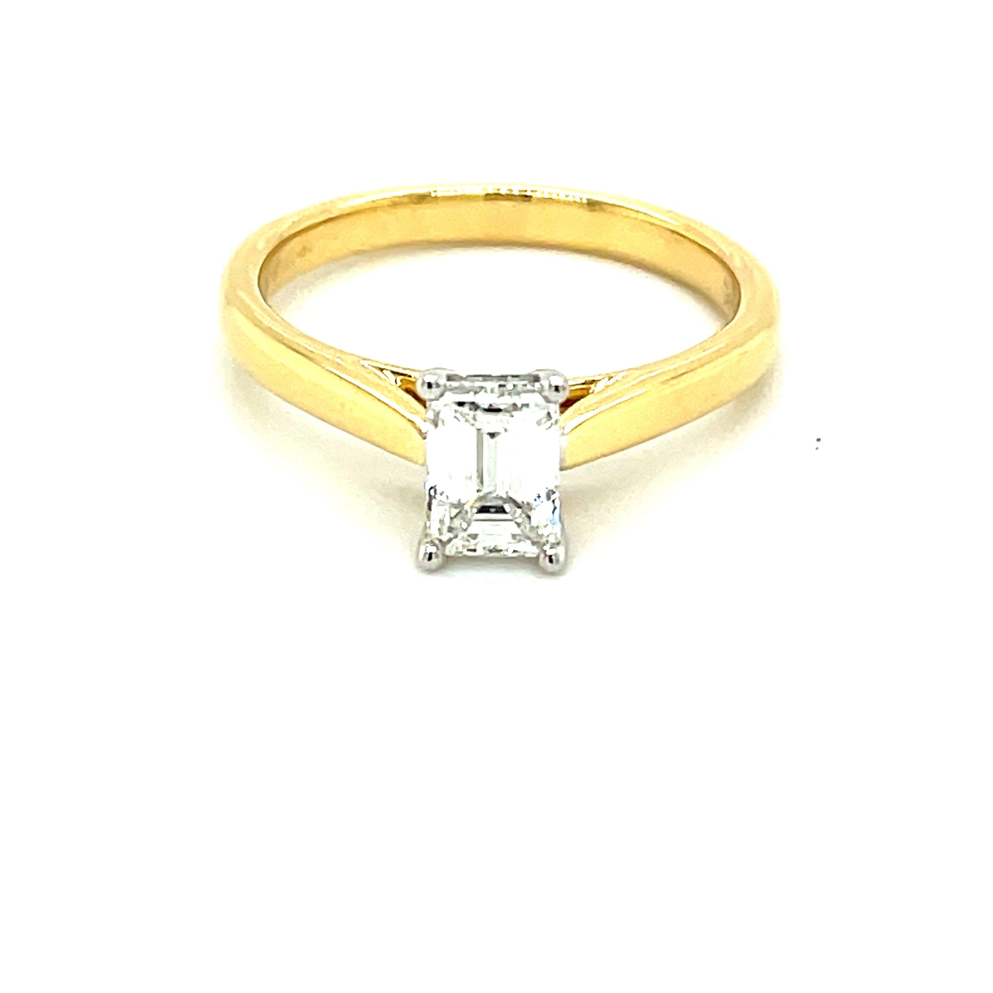 Yellow Gold Emerald Cut Diamond Solitaire Ring - 0.70cts Gardiner Brothers