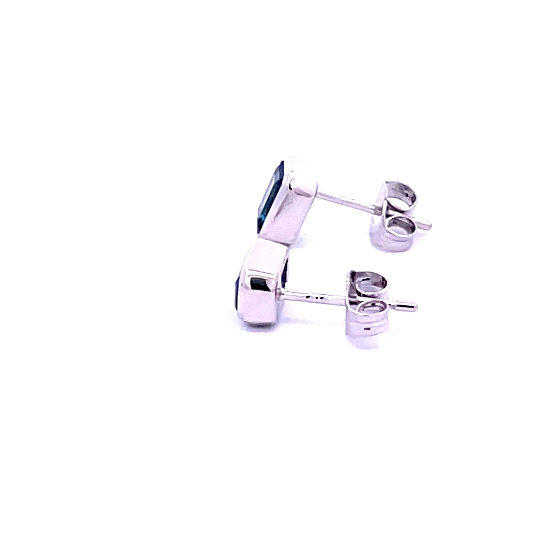 White Gold Octagonal London Blue Topaz Earrings  Gardiner Brothers   