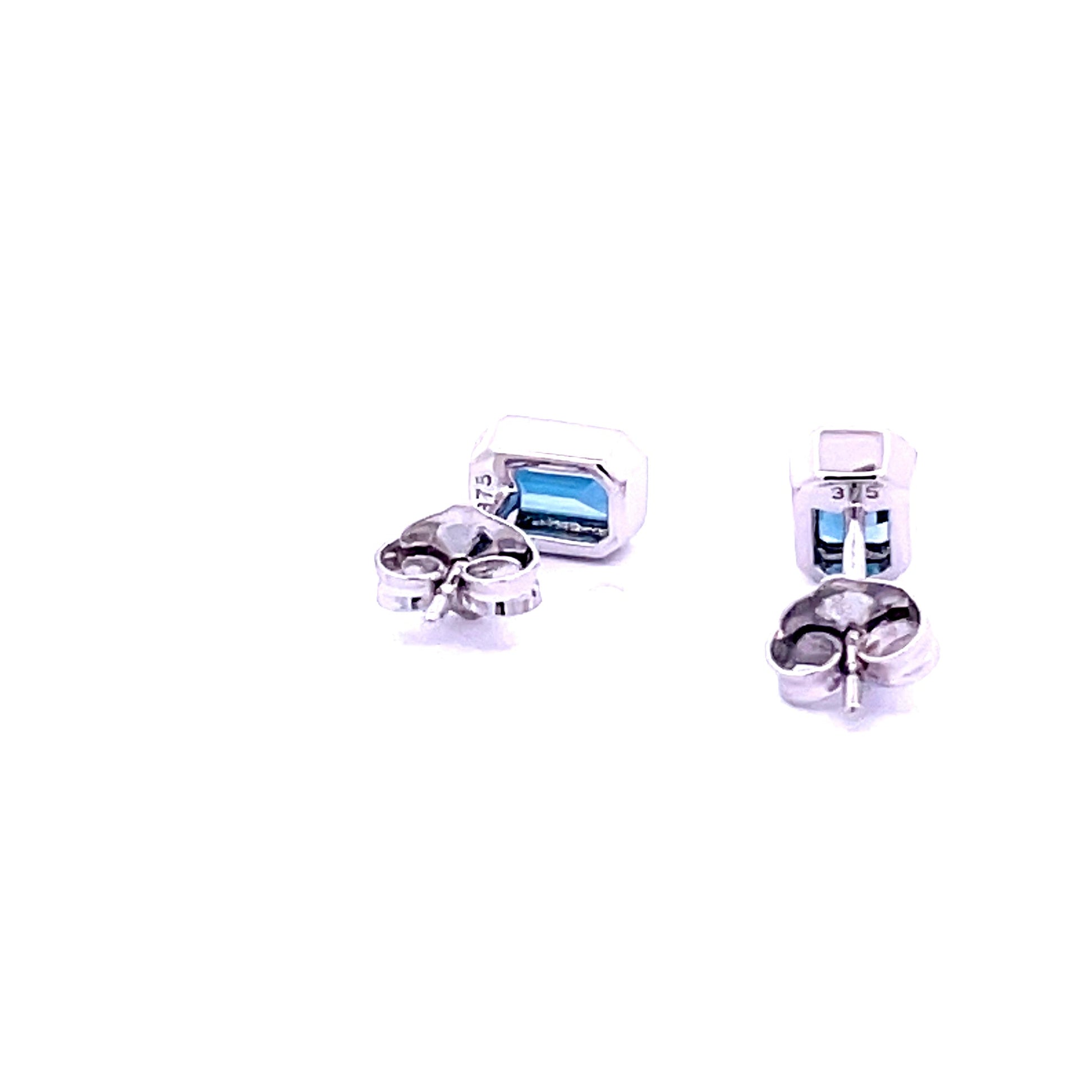 White Gold Octagonal London Blue Topaz Earrings  Gardiner Brothers   