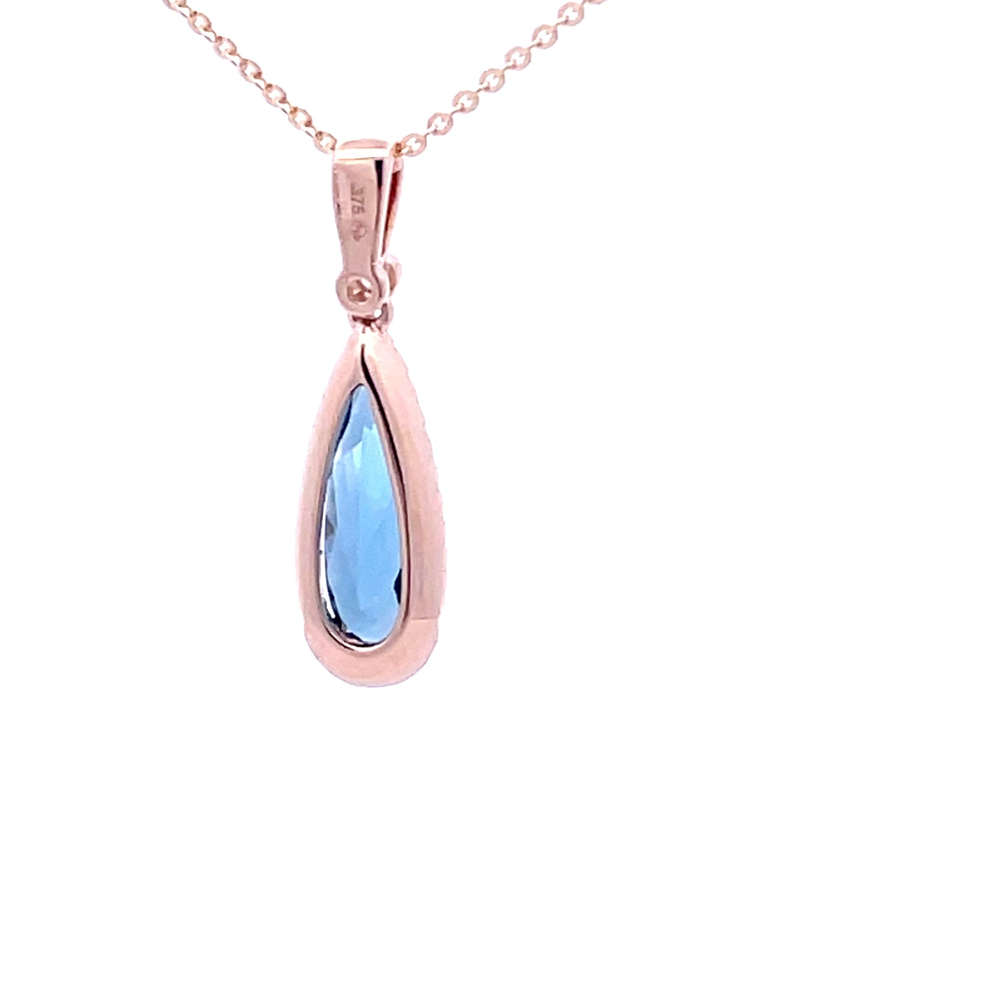 Yellow Gold Diamond & London Blue Topaz Pendant  Gardiner Brothers   