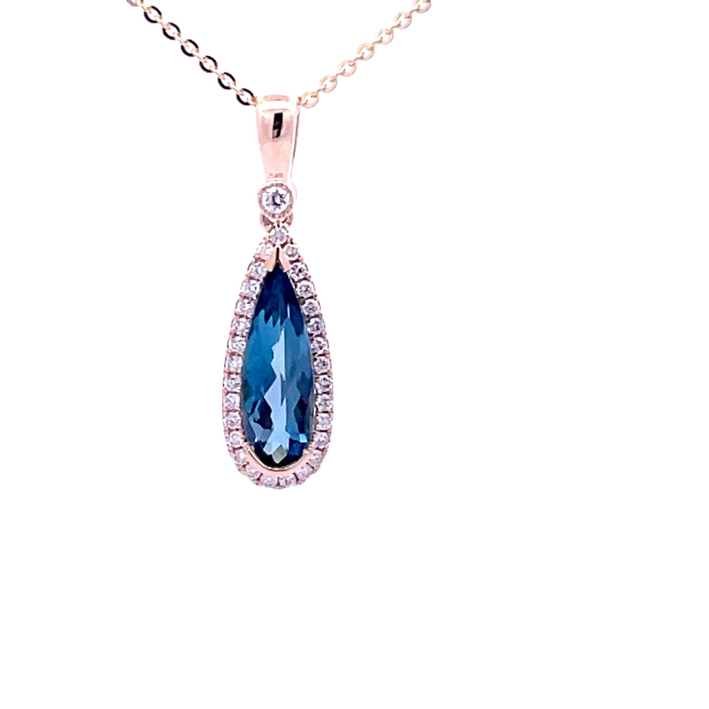 Yellow Gold Diamond & London Blue Topaz Pendant  Gardiner Brothers   