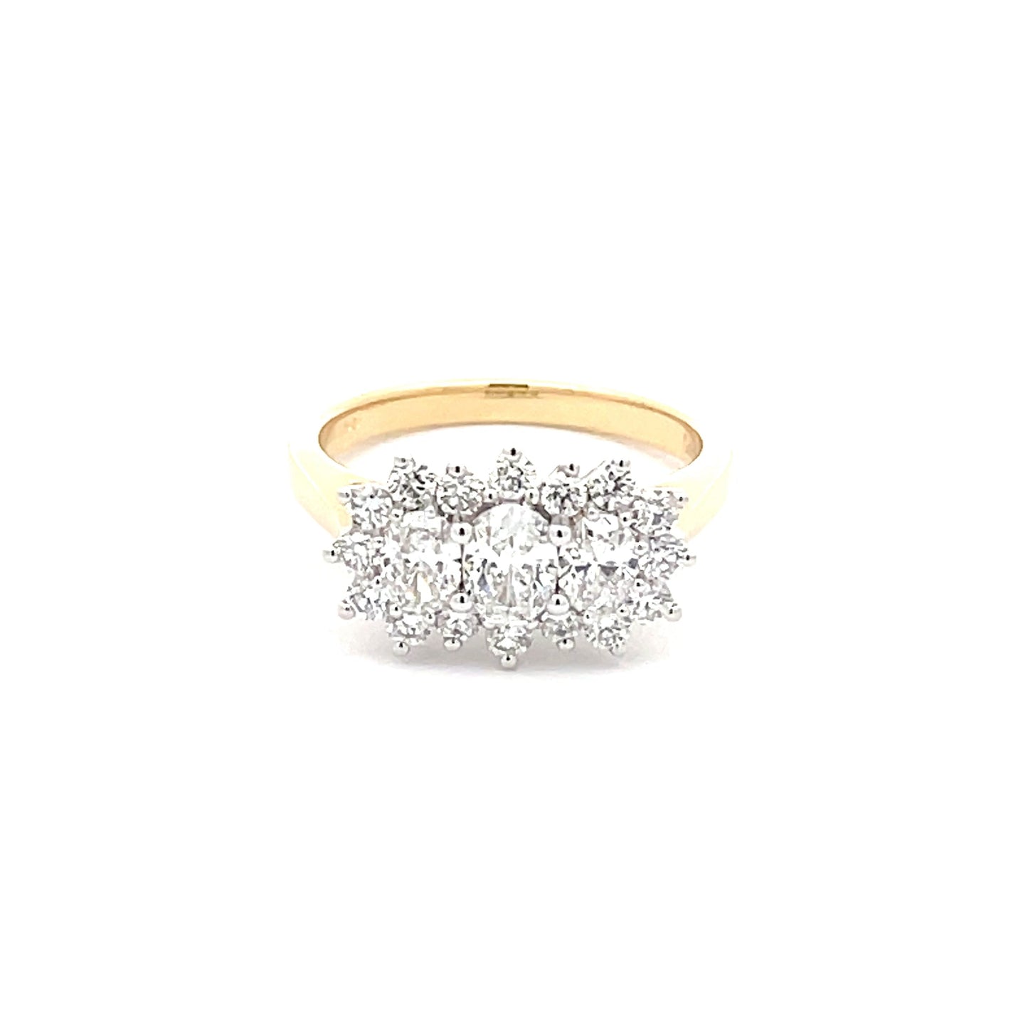 Yellow Gold 3 Oval Shaped Diamond Cluster Style Ring - 1.15cts Gardiner Brothers
