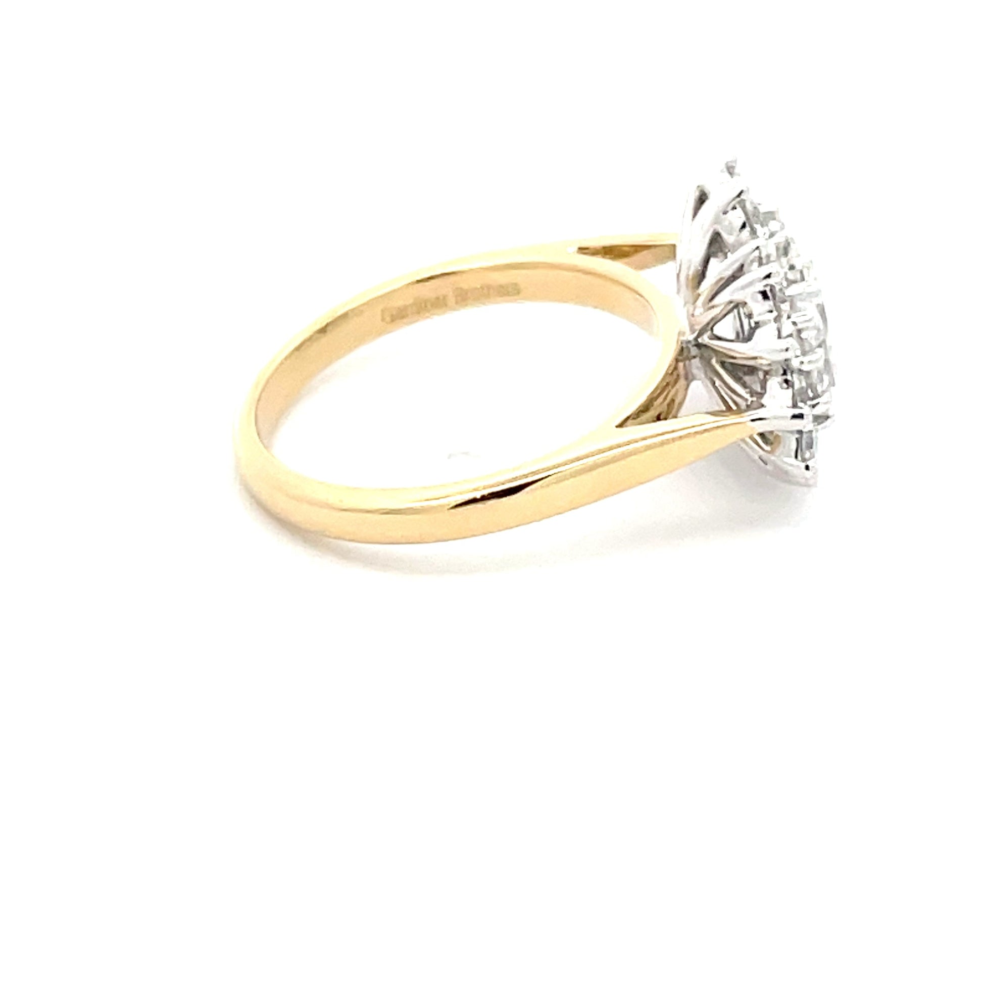 Yellow Gold 3 Oval Shaped Diamond Cluster Style Ring - 1.87cts Gardiner Brothers