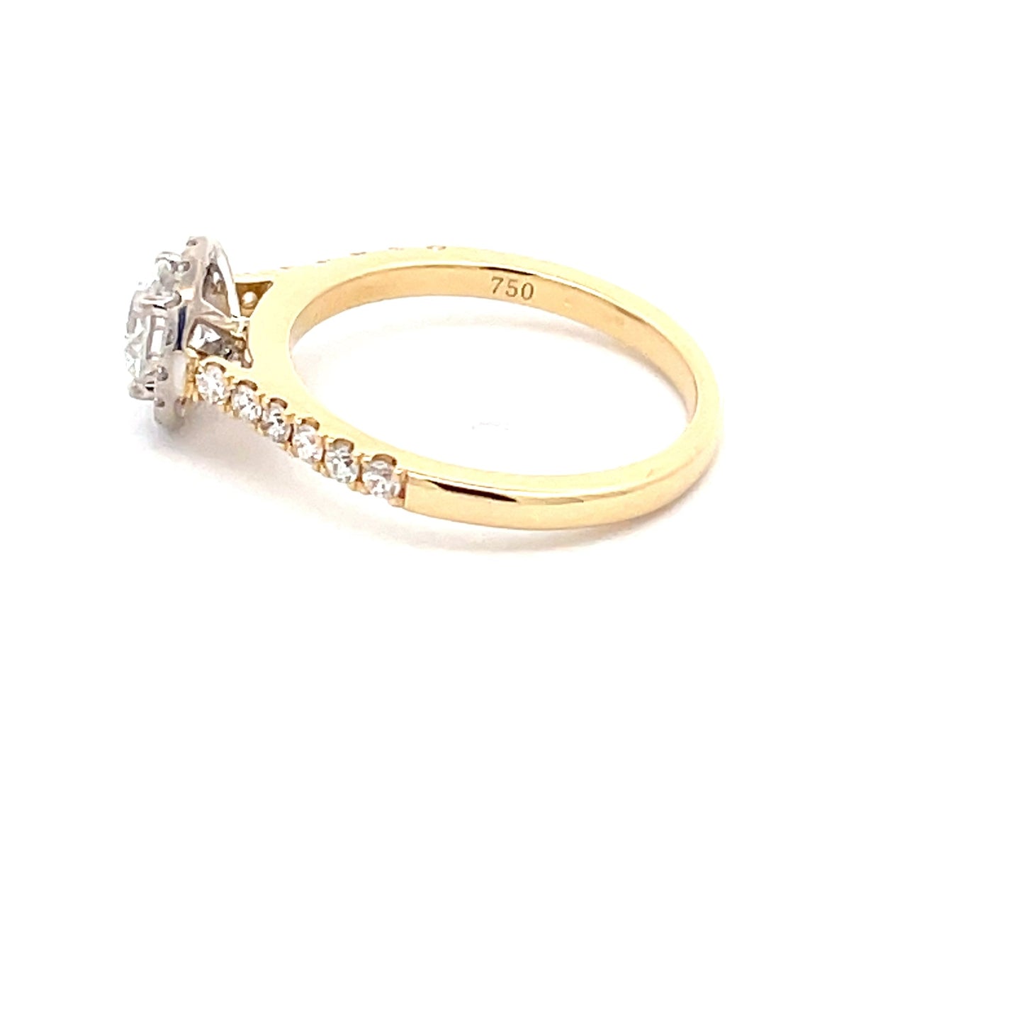 Yellow Gold Round Brilliant Cut Diamond Halo Style Ring - 0.91cts Gardiner Brothers