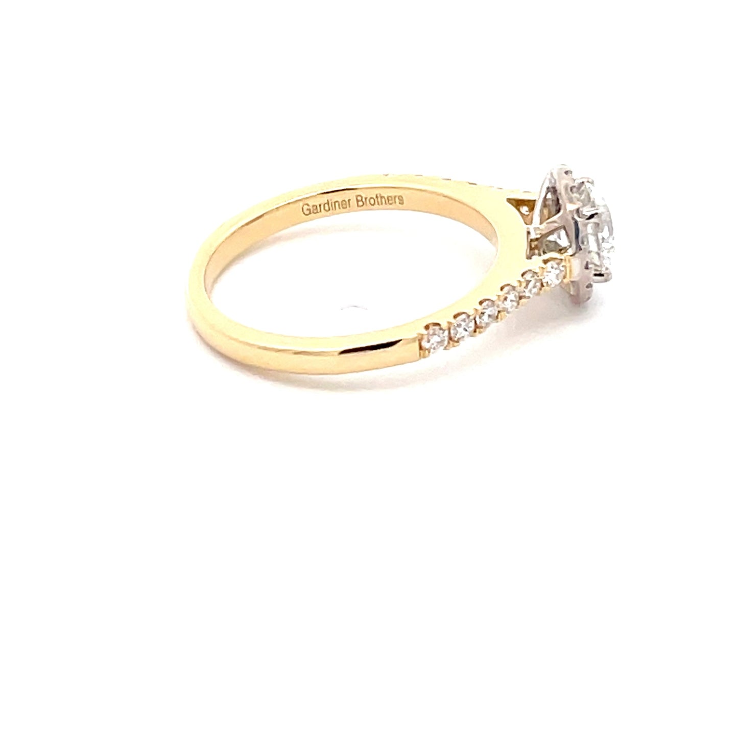 Yellow Gold Round Brilliant Cut Diamond Halo Style Ring - 0.91cts Gardiner Brothers