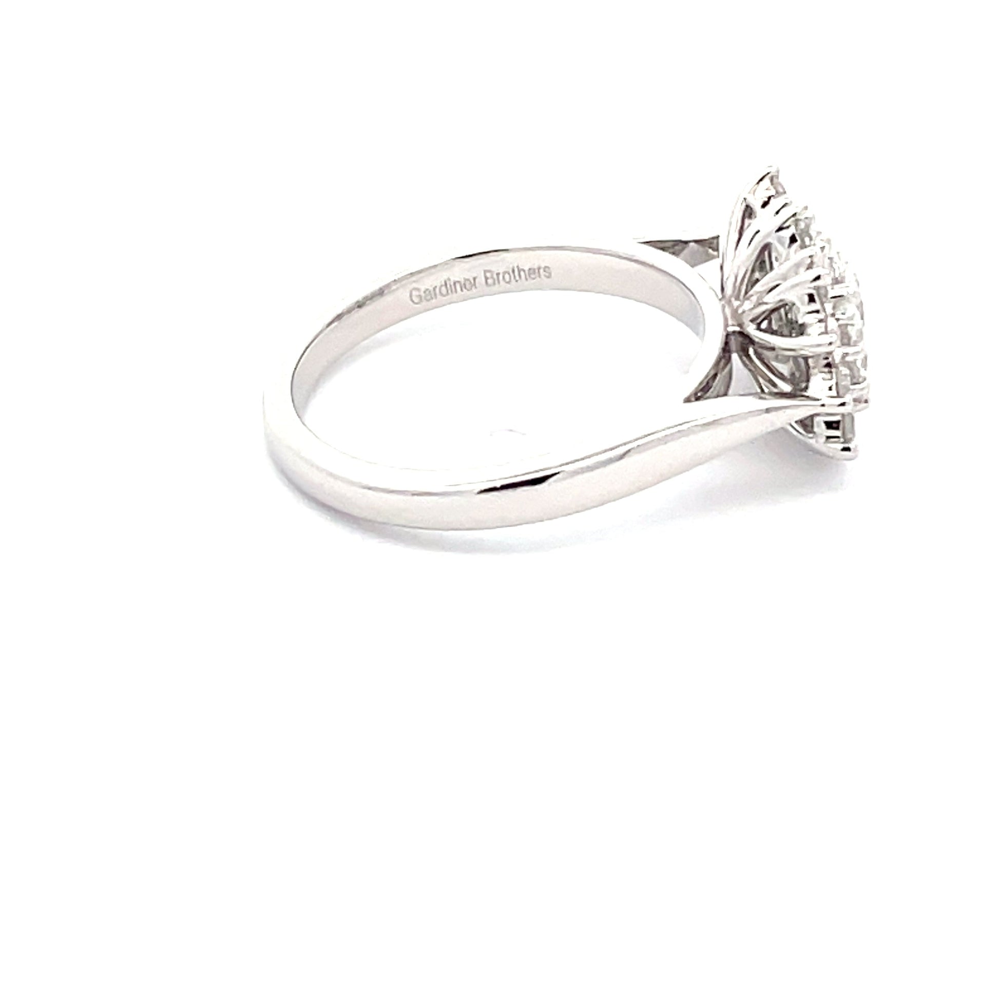 Platinum 3 Oval Shaped Diamond Cluster Style Ring - 1.15cts Gardiner Brothers