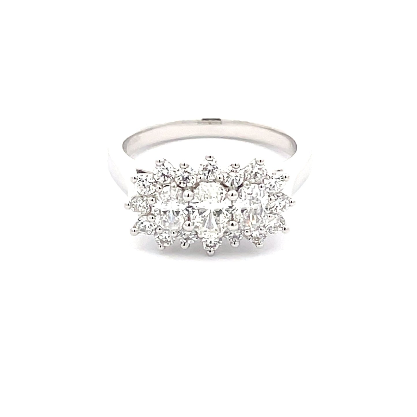 Platinum 3 Oval Shaped Diamond Cluster Style Ring - 1.15cts Gardiner Brothers