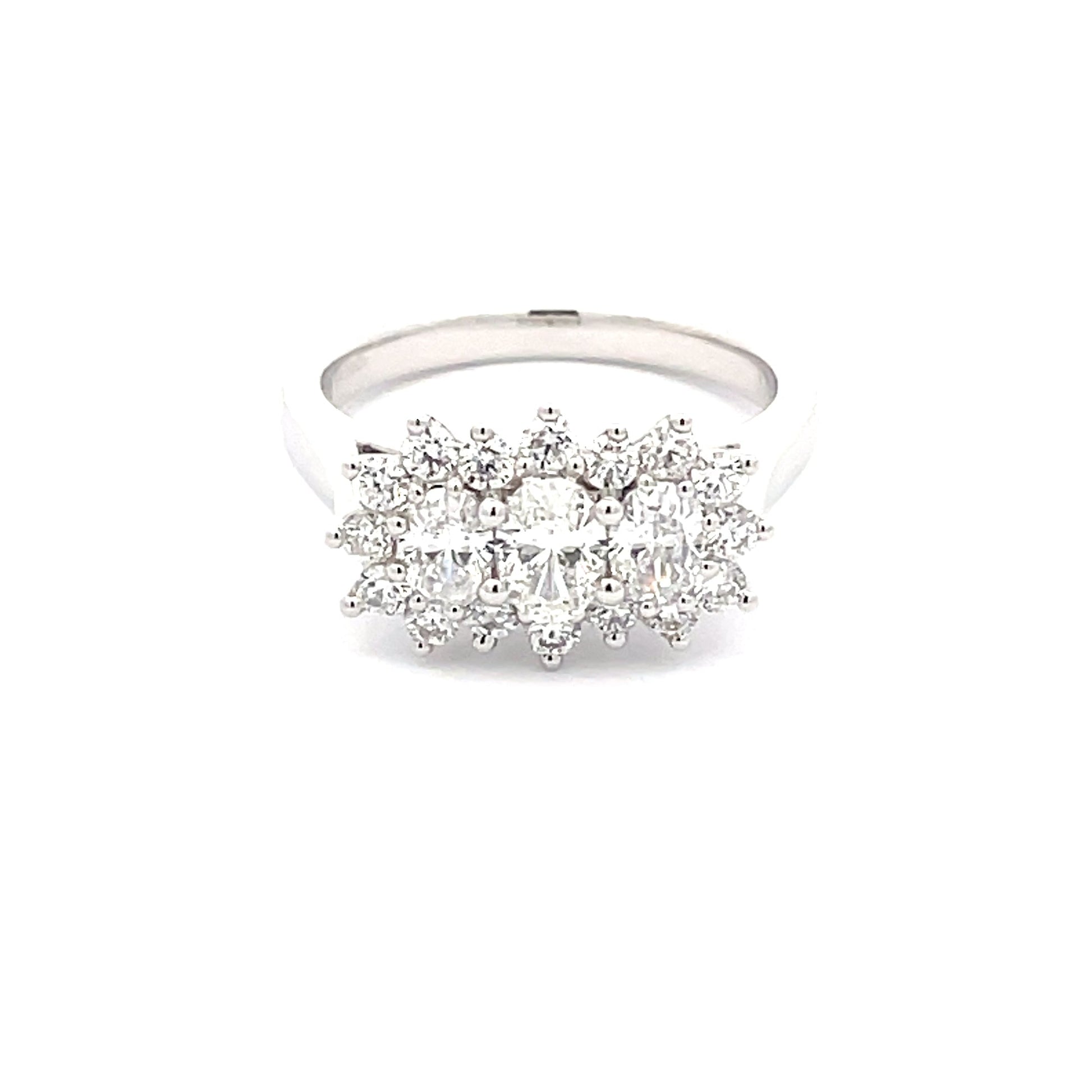 Platinum 3 Oval Shaped Diamond Cluster Style Ring - 1.15cts Gardiner Brothers