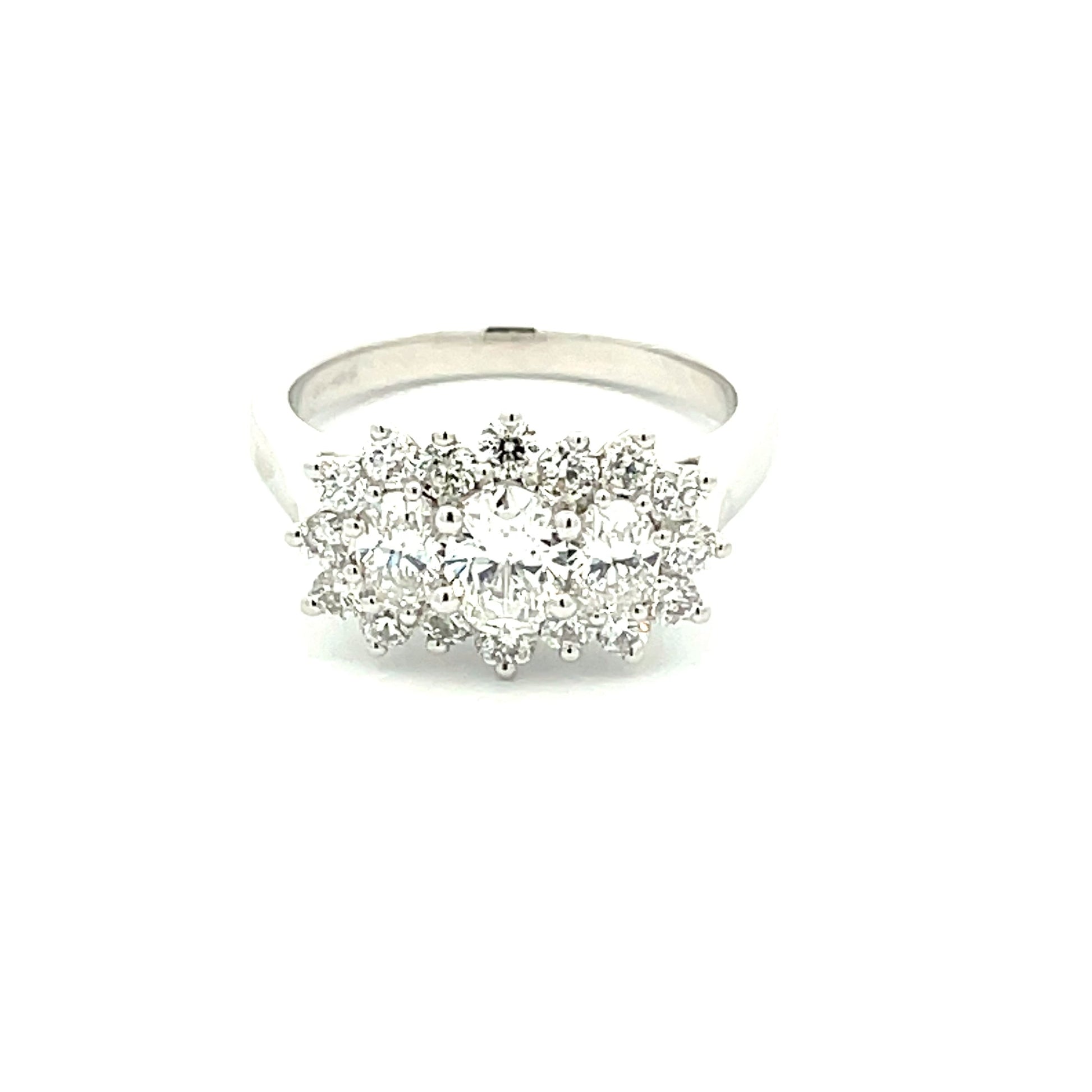 Platinum 3 Oval Shaped Diamond Cluster Style Ring - 1.35cts Gardiner Brothers