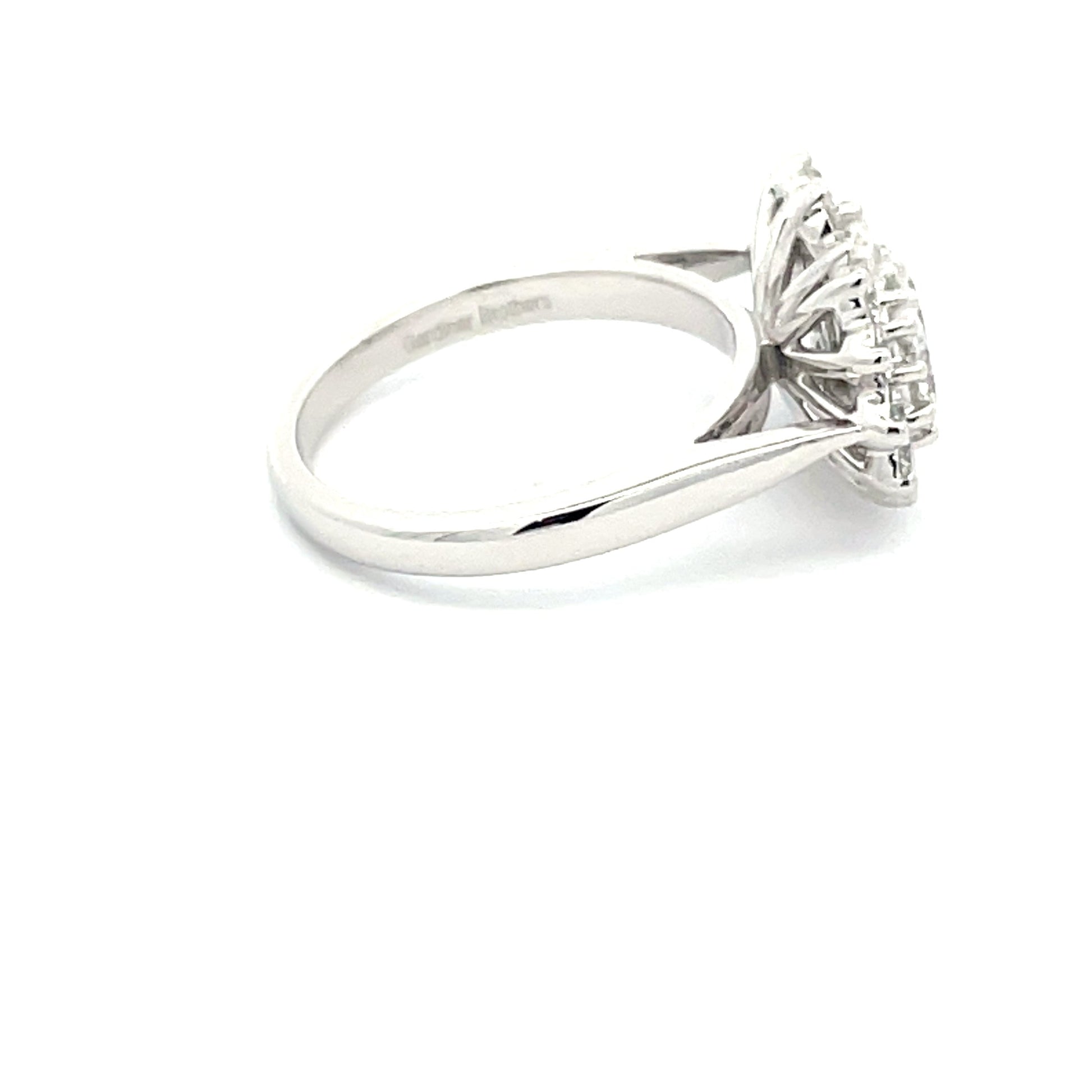 Platinum 3 Oval Shaped Diamond Cluster Style Ring - 1.82cts Gardiner Brothers