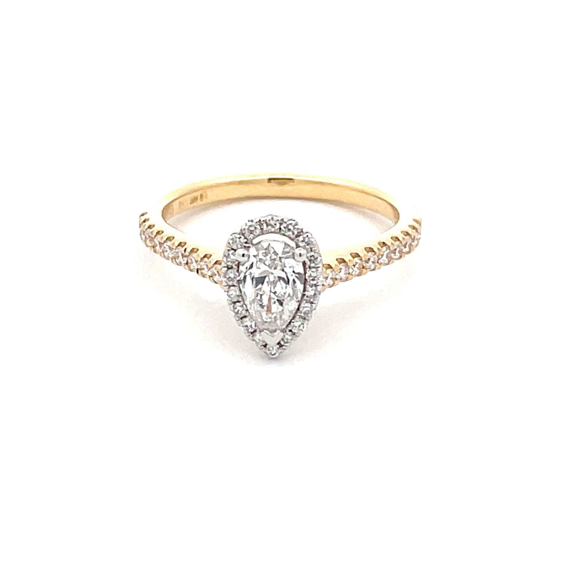Yellow Gold Pear Shaped Diamond Halo Style Ring - 0.82cts Gardiner Brothers