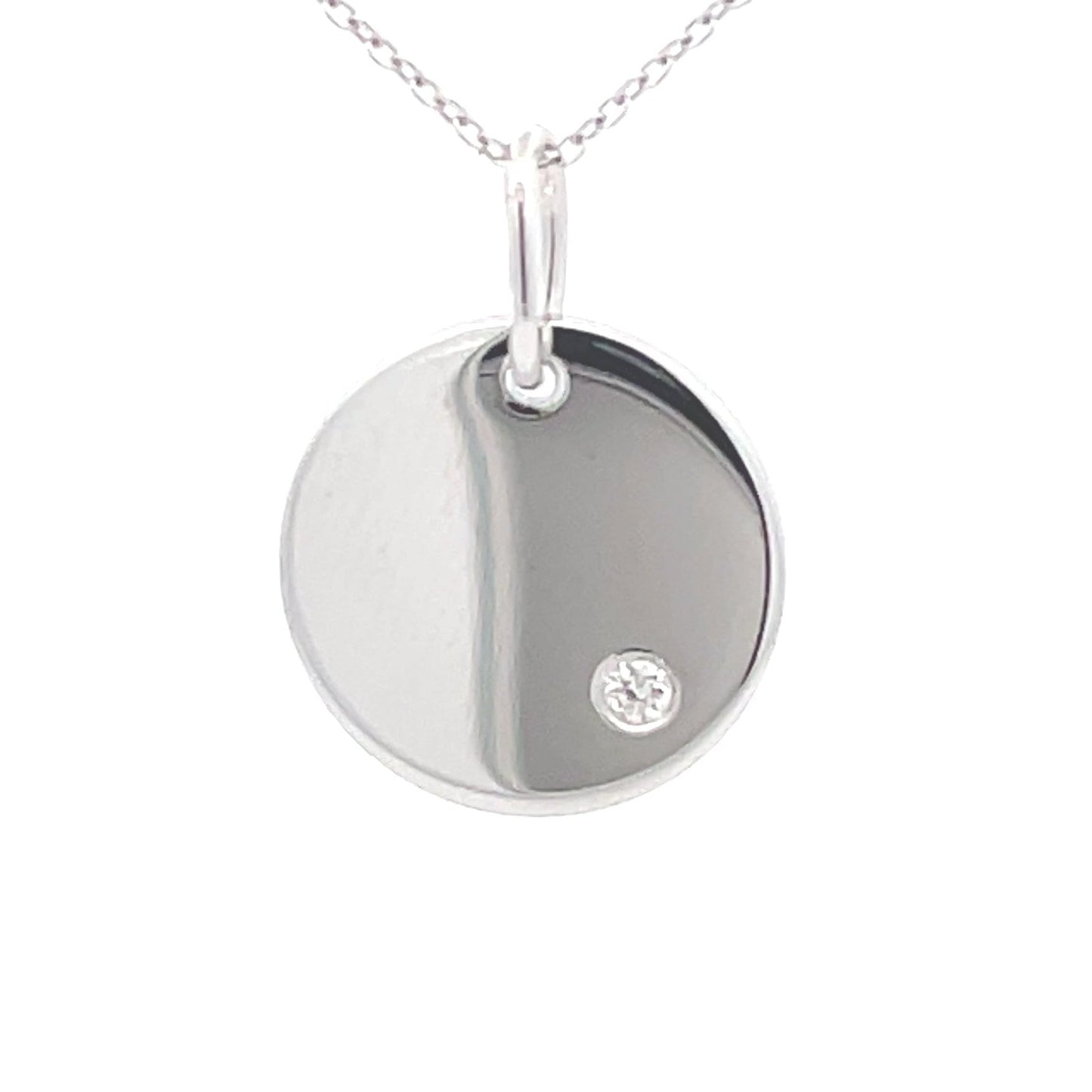 White Gold Round Disc Set With a Round Brilliant Cut Diamond  Gardiner Brothers   