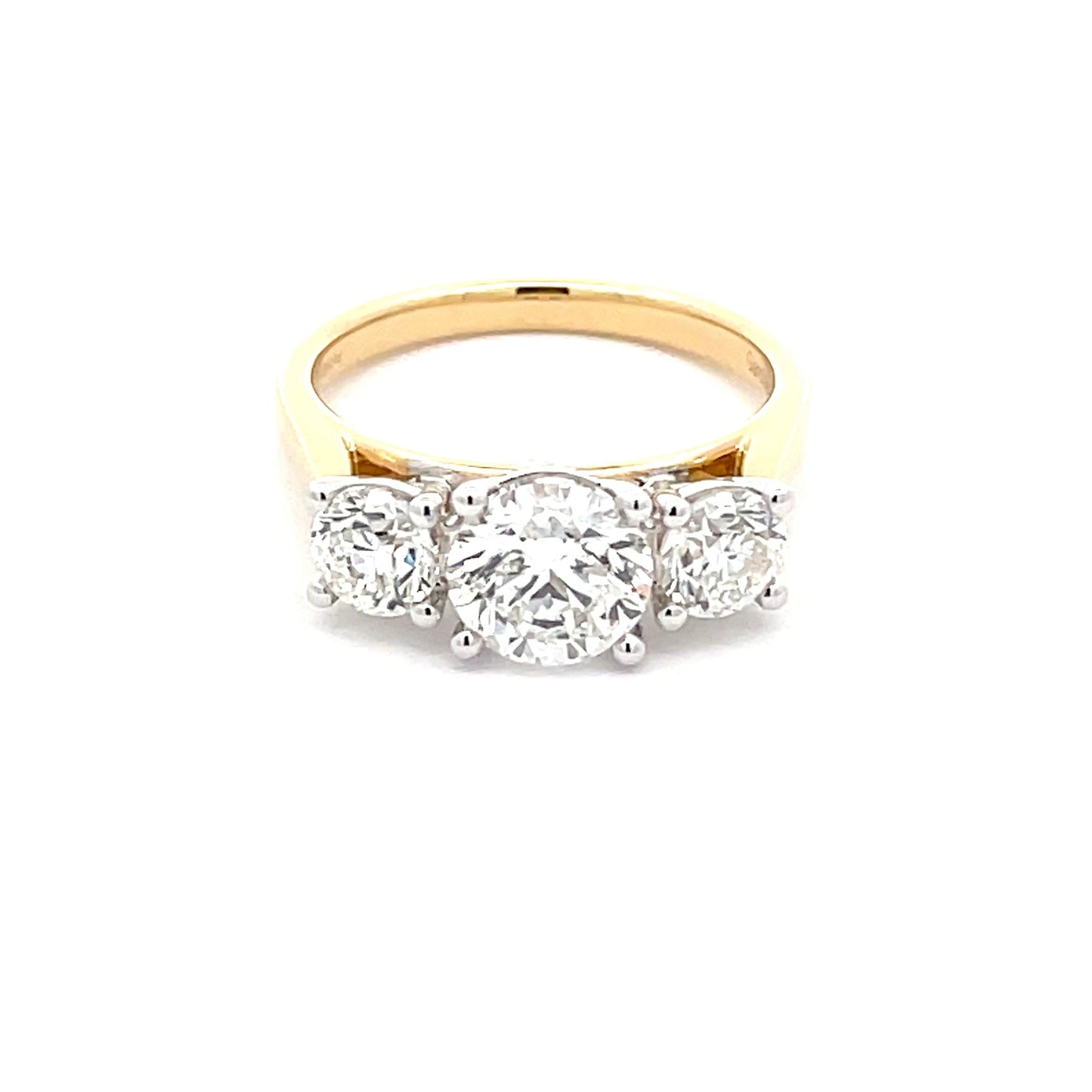 Yellow Gold Round Brilliant Cut Diamond 3 Stone Ring - 2.51cts Gardiner Brothers