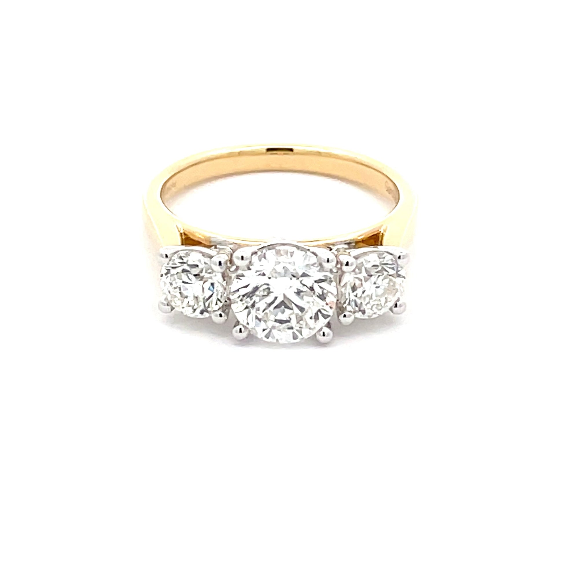 Yellow Gold Round Brilliant Cut Diamond 3 Stone Ring - 2.51cts Gardiner Brothers