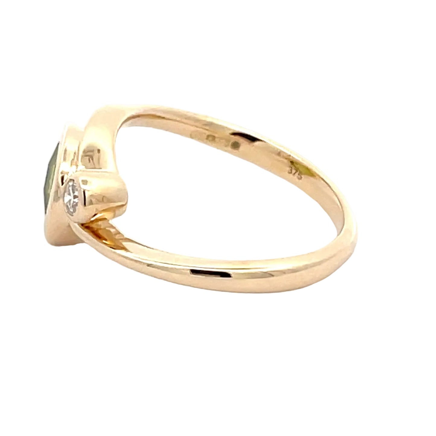Yellow Gold Diamond & Peridot Cross Over Ring  Gardiner Brothers   