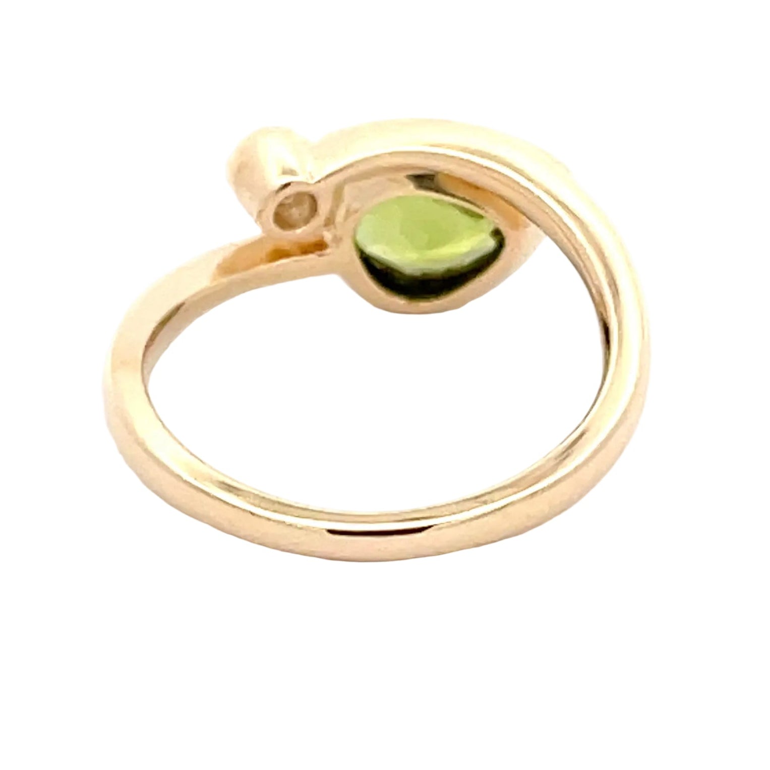 Yellow Gold Diamond & Peridot Cross Over Ring  Gardiner Brothers   
