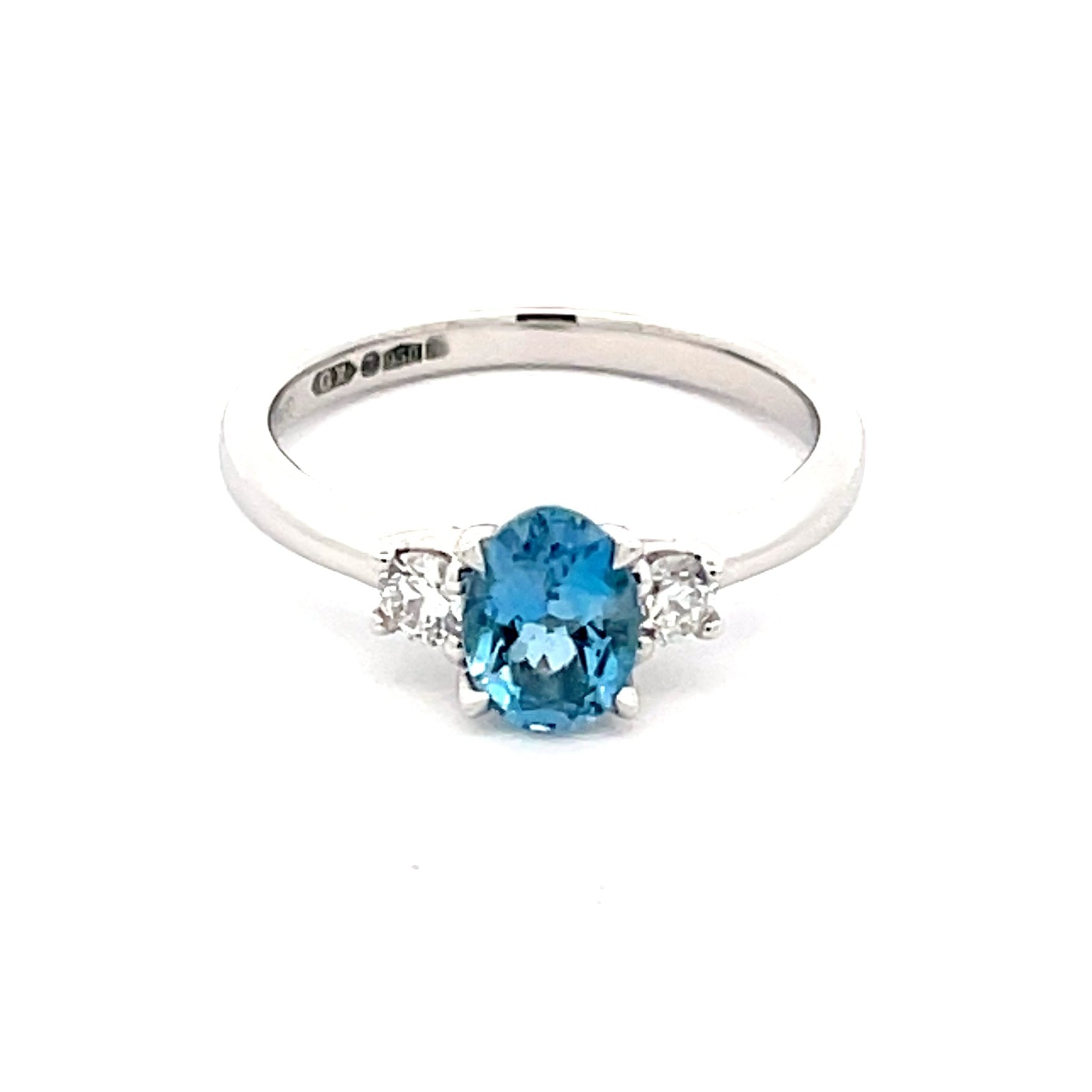 Aquamarine and Round Brilliant Cut Diamond 3 Stone Ring  Gardiner Brothers   