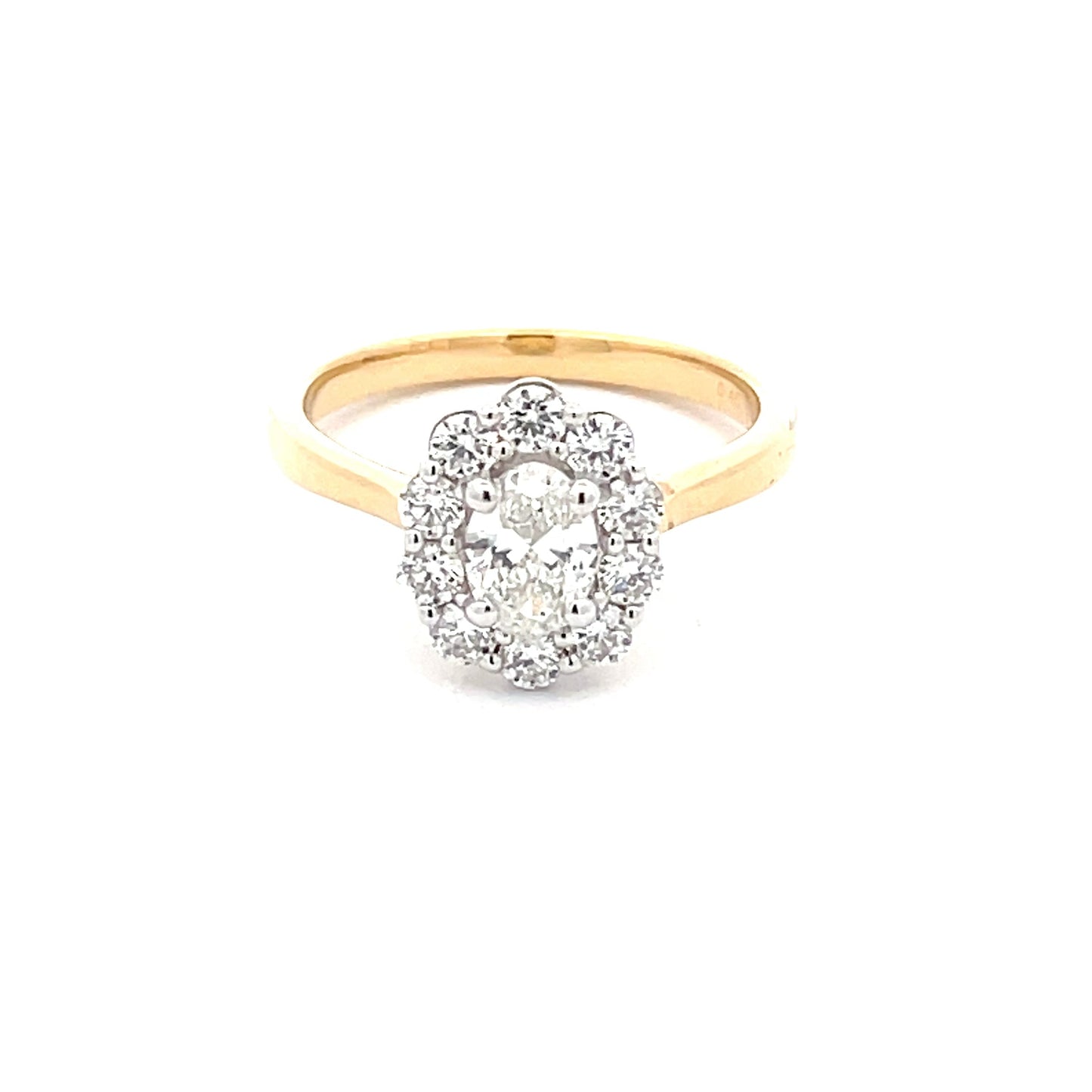 Yellow Gold Oval Shaped Diamond Halo Style Ring - 0.95cts Gardiner Brothers
