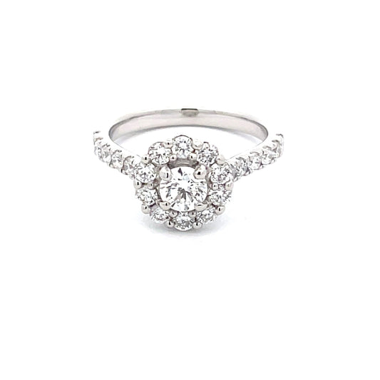 Platinum Round Brilliant Cut Diamond Halo Style Ring - 1.15cts Gardiner Brothers