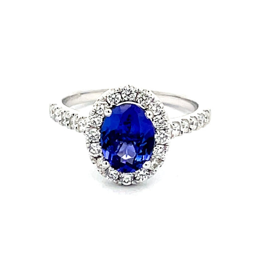 Tanzanite and Diamond Halo style Ring  Gardiner Brothers   