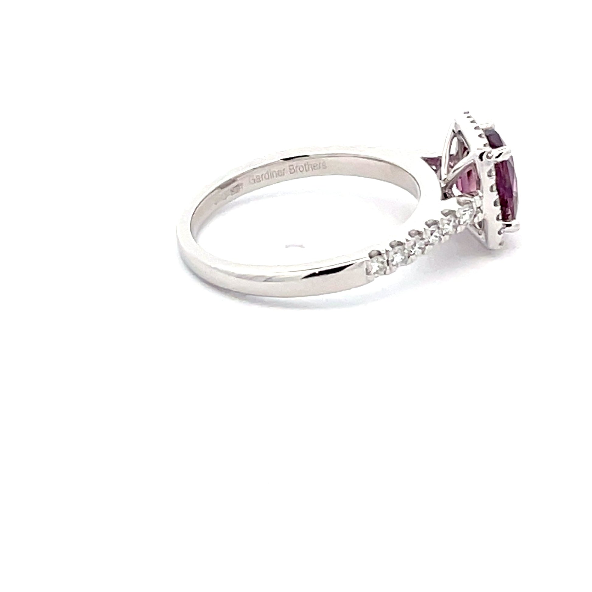 Purple Sapphire and Diamond Halo Style Ring  Gardiner Brothers   