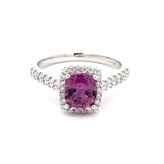 Purple Sapphire and Diamond Halo Style Ring  Gardiner Brothers   