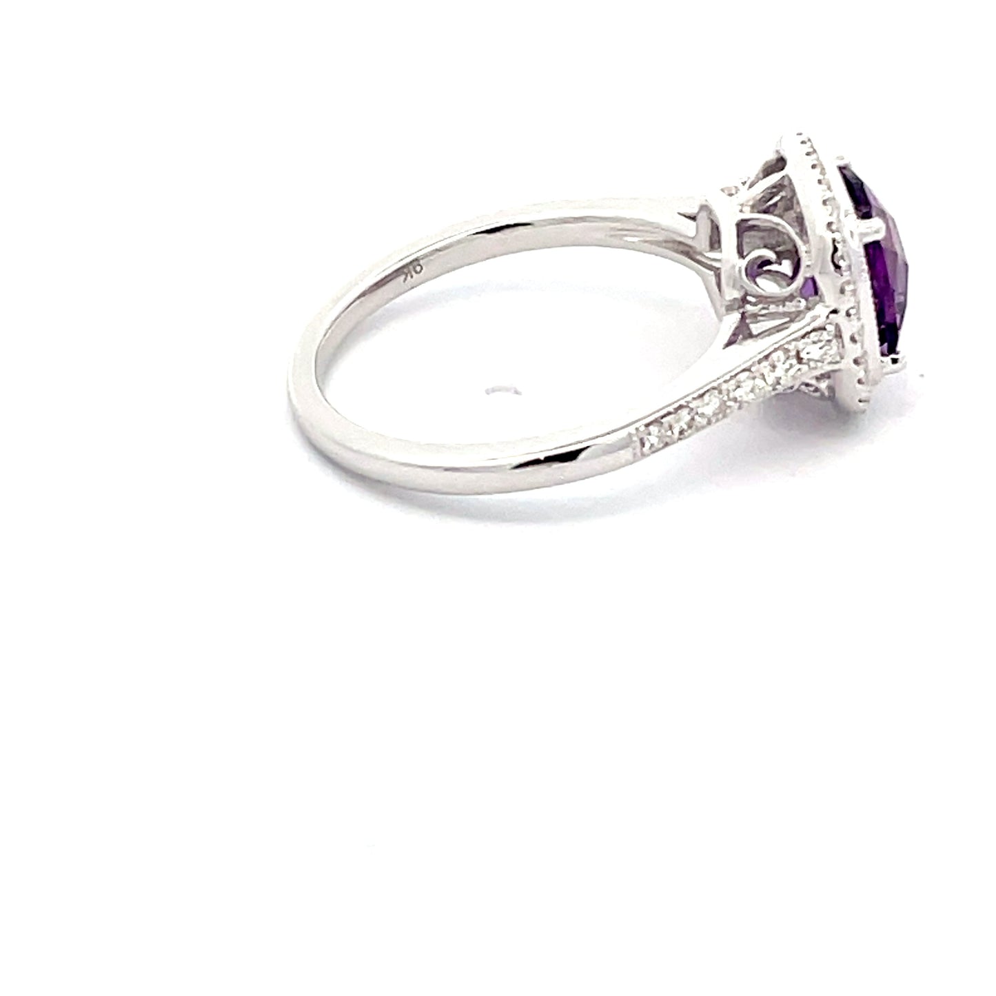 Amethyst and Diamond halo Style Ring  Gardiner Brothers   