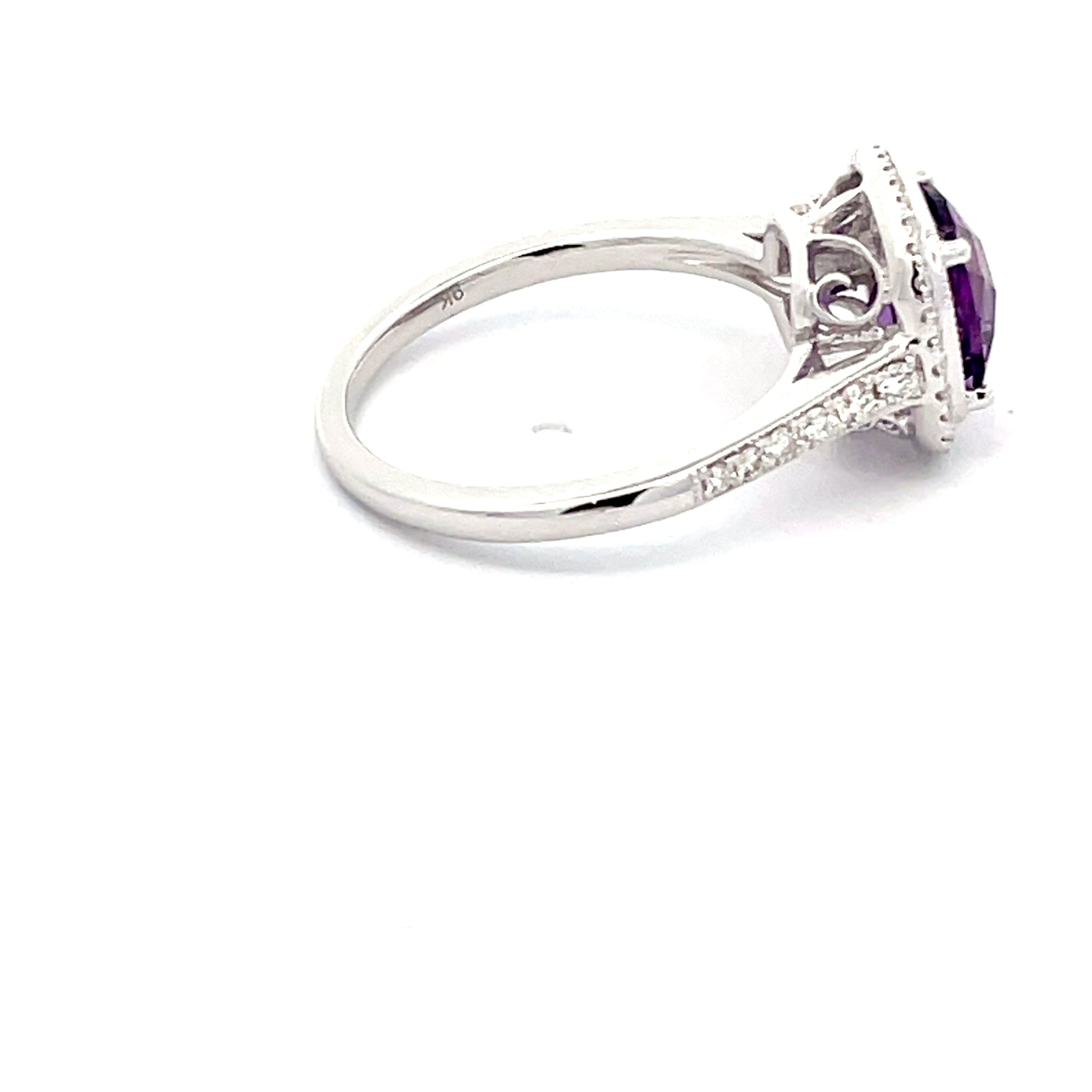 Amethyst and Diamond halo Style Ring  Gardiner Brothers   