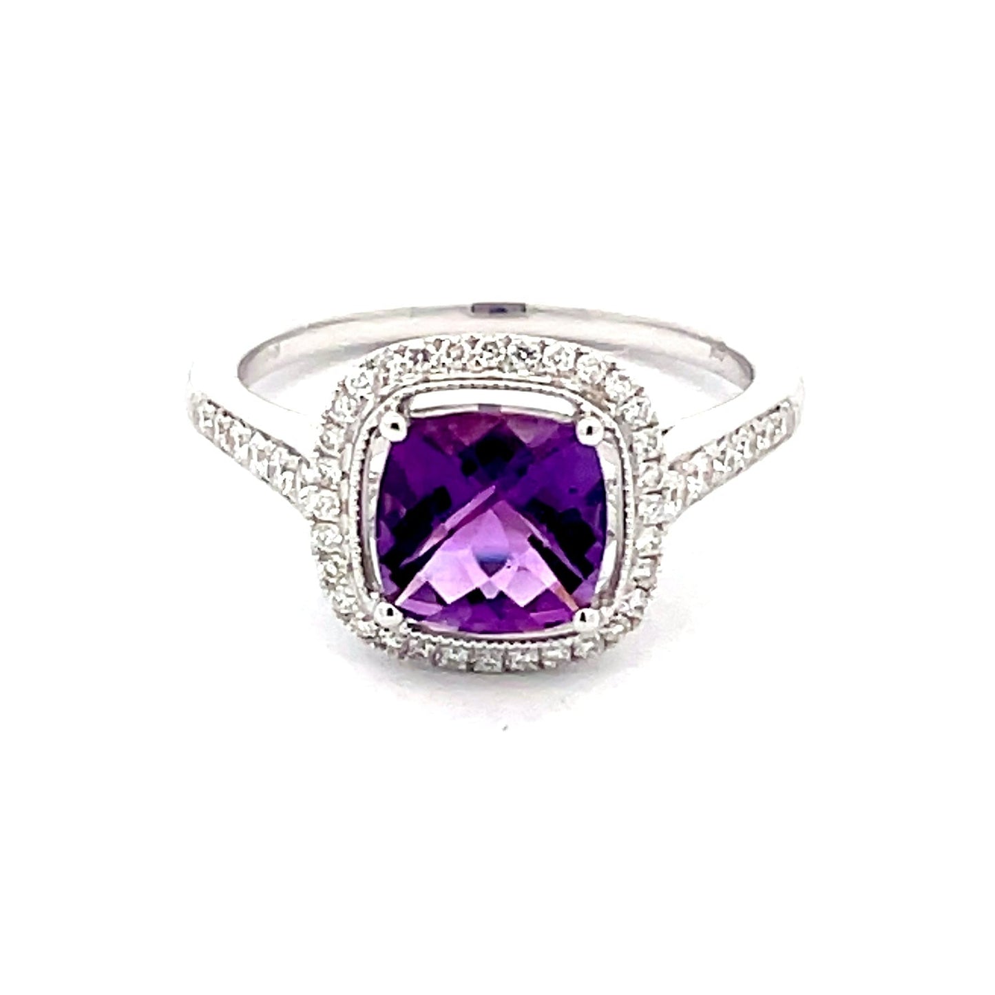 Amethyst and Diamond halo Style Ring  Gardiner Brothers   
