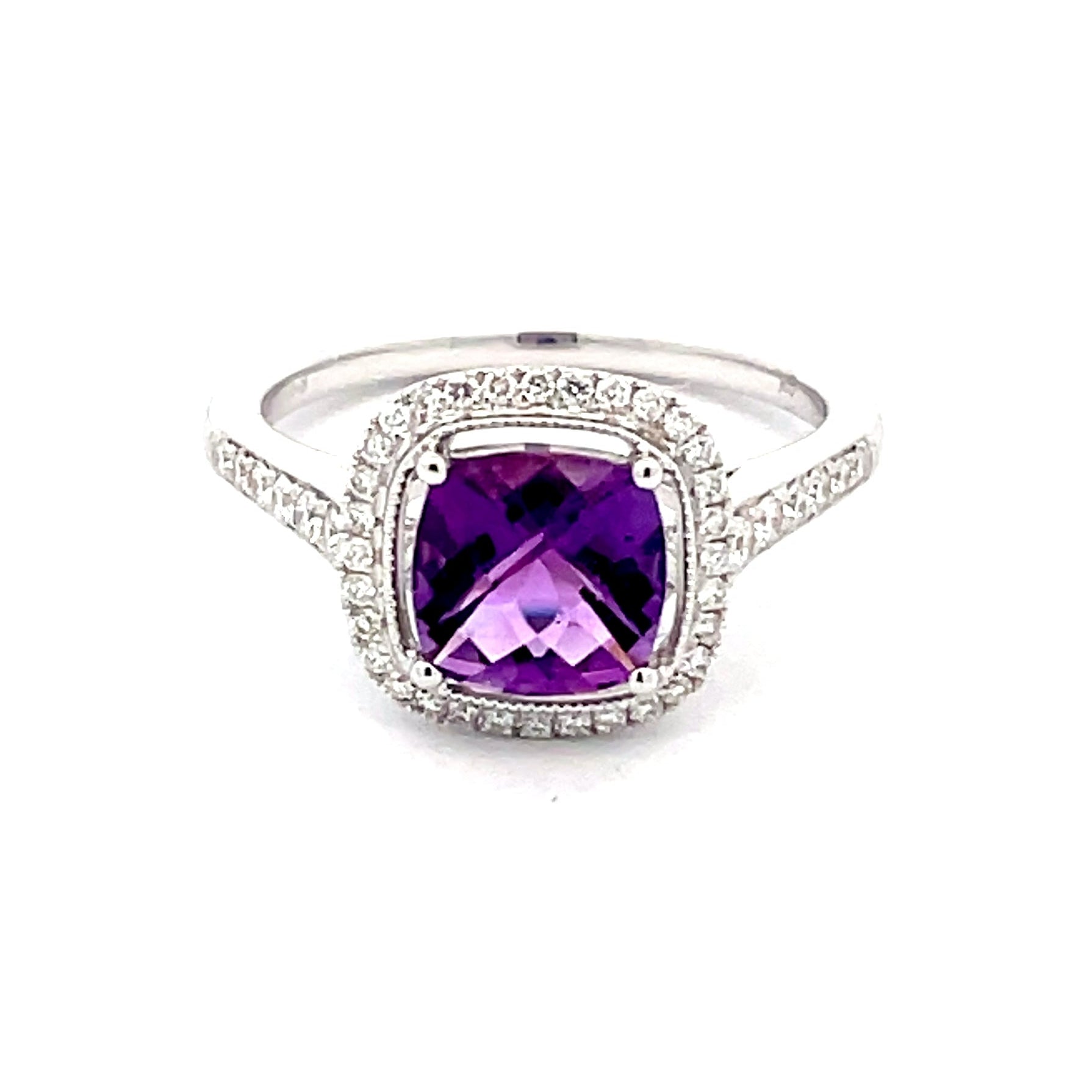 Amethyst and Diamond halo Style Ring  Gardiner Brothers   