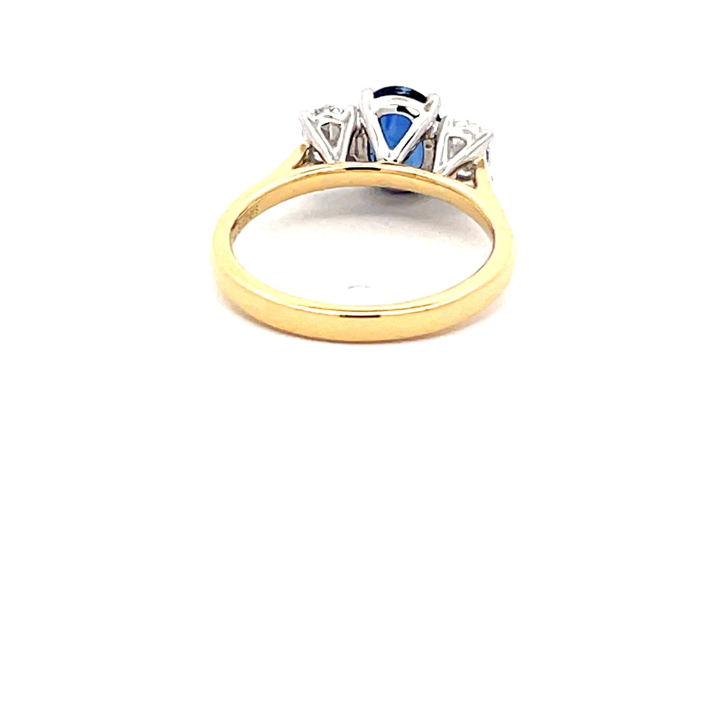 Oval Sapphire and Oval Shaped Diamond 3 Stone Ring Gardiner Brothers