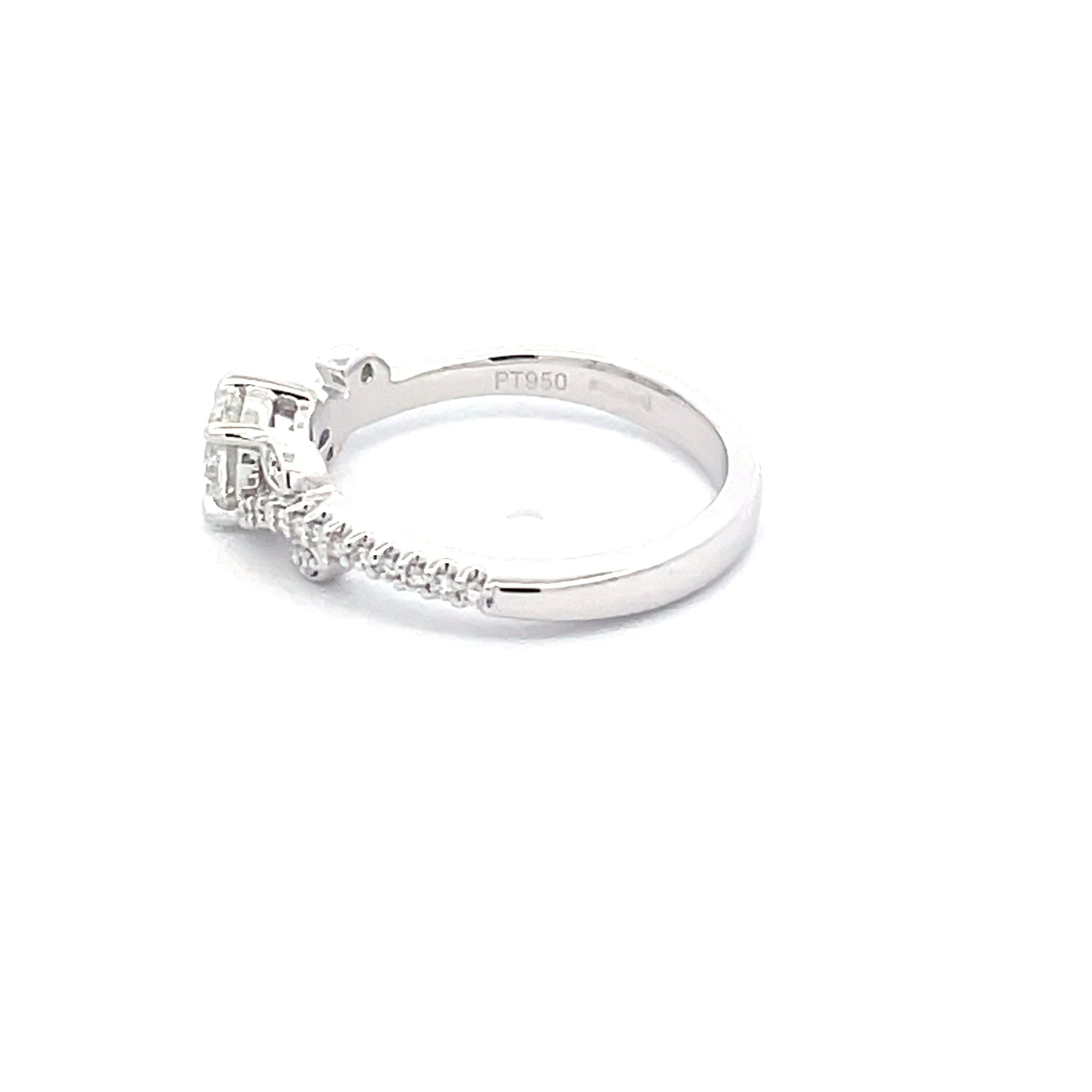 Platinum Round Brilliant Cut Diamond Solitaire with fancy diamond set shoulders - 0.65cts Gardiner Brothers