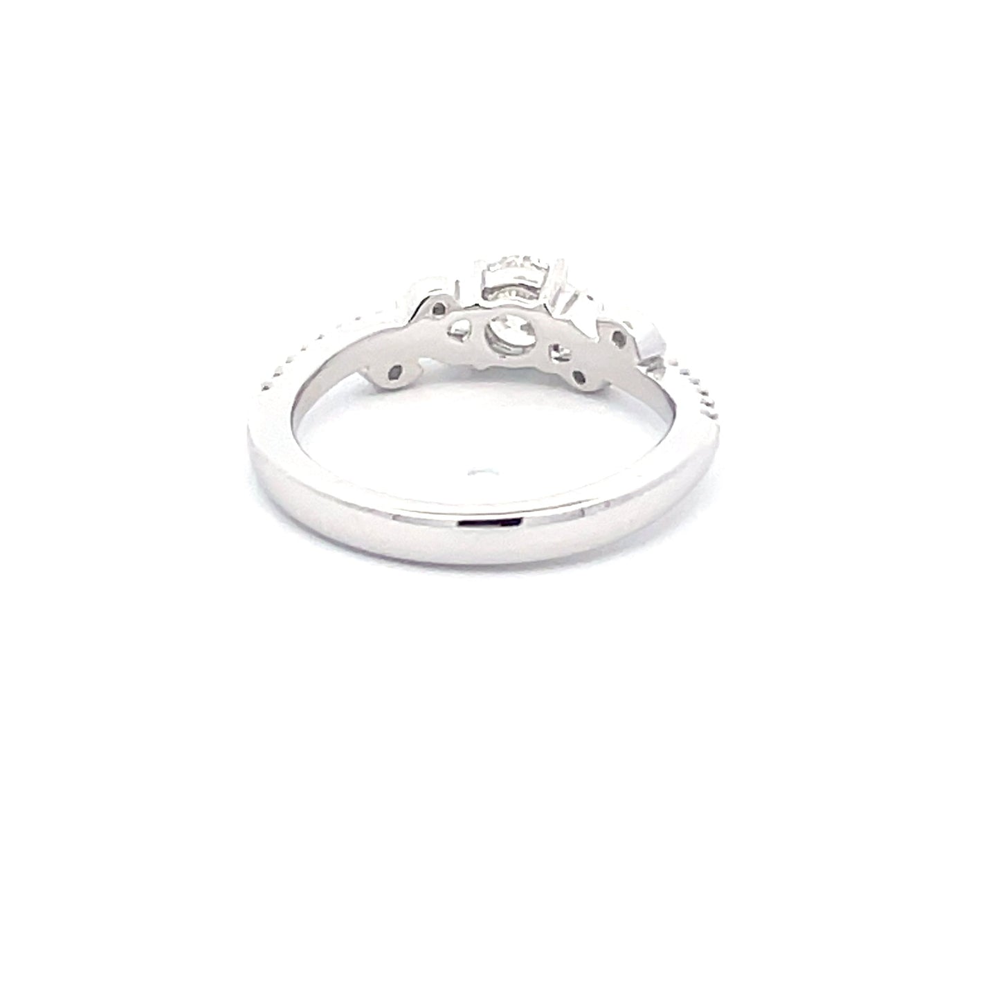 Platinum Round Brilliant Cut Diamond Solitaire with fancy diamond set shoulders - 0.65cts Gardiner Brothers